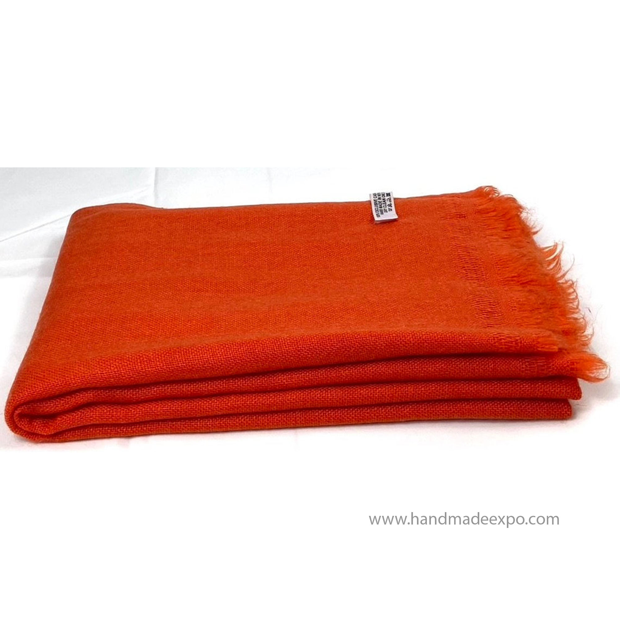 Pashmina Shawl, Nepali Handmade Shawl, In Four Ply Wool, Color Dye orange Color
