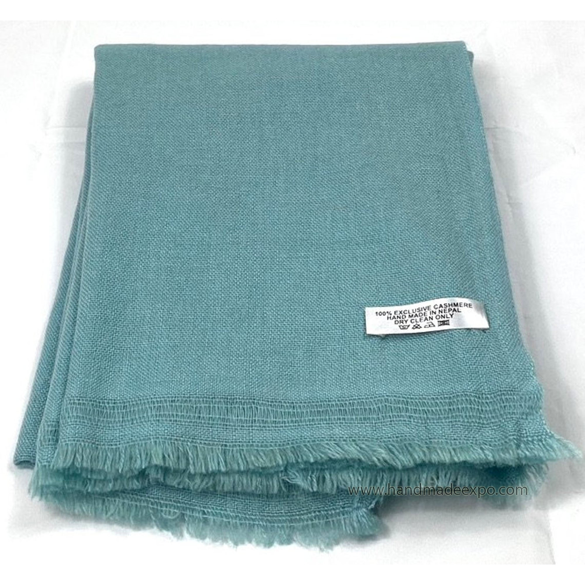 Pashmina Shawl, Nepali Handmade Shawl, In Four Ply Wool, Color Dye tourquise Color