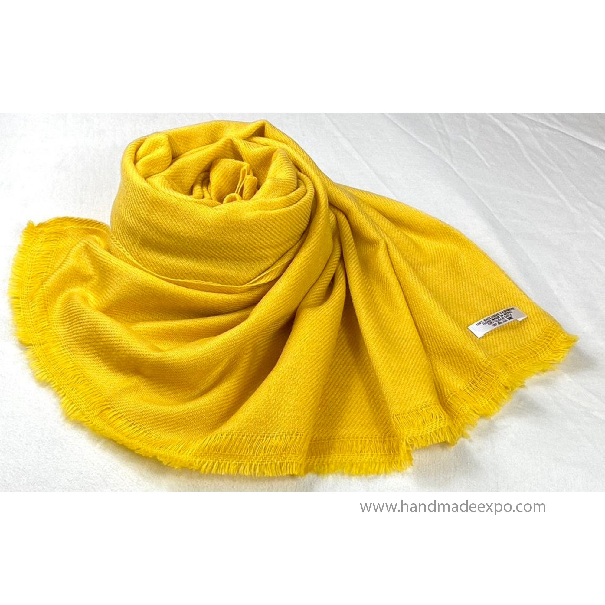 Pashmina Shawl, Nepali Handmade Shawl, In Four Ply Wool, Color Dye yellow Color
