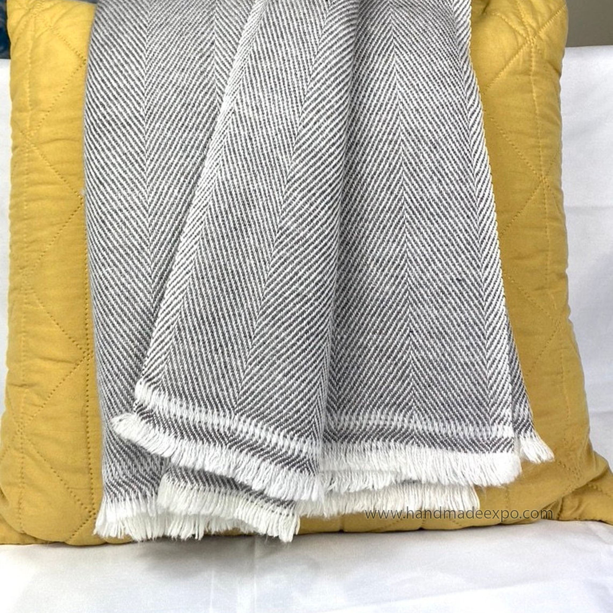 Pashmina Blanket, Thick Nepali Pashmina Shawl, Eight-ply Wool, Grey