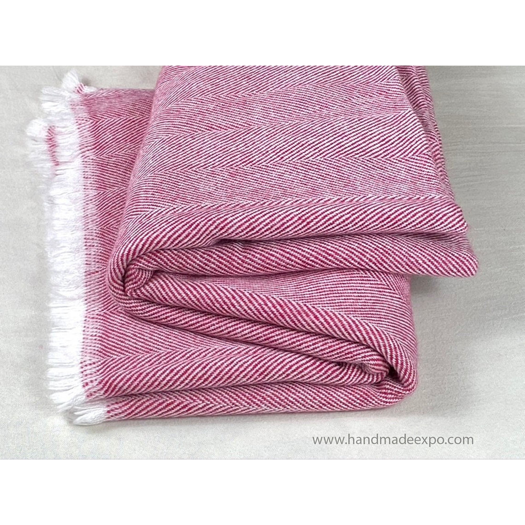 Pashmina Blanket, Thick Nepali Pashmina Shawl, Eight-ply Wool, Pink