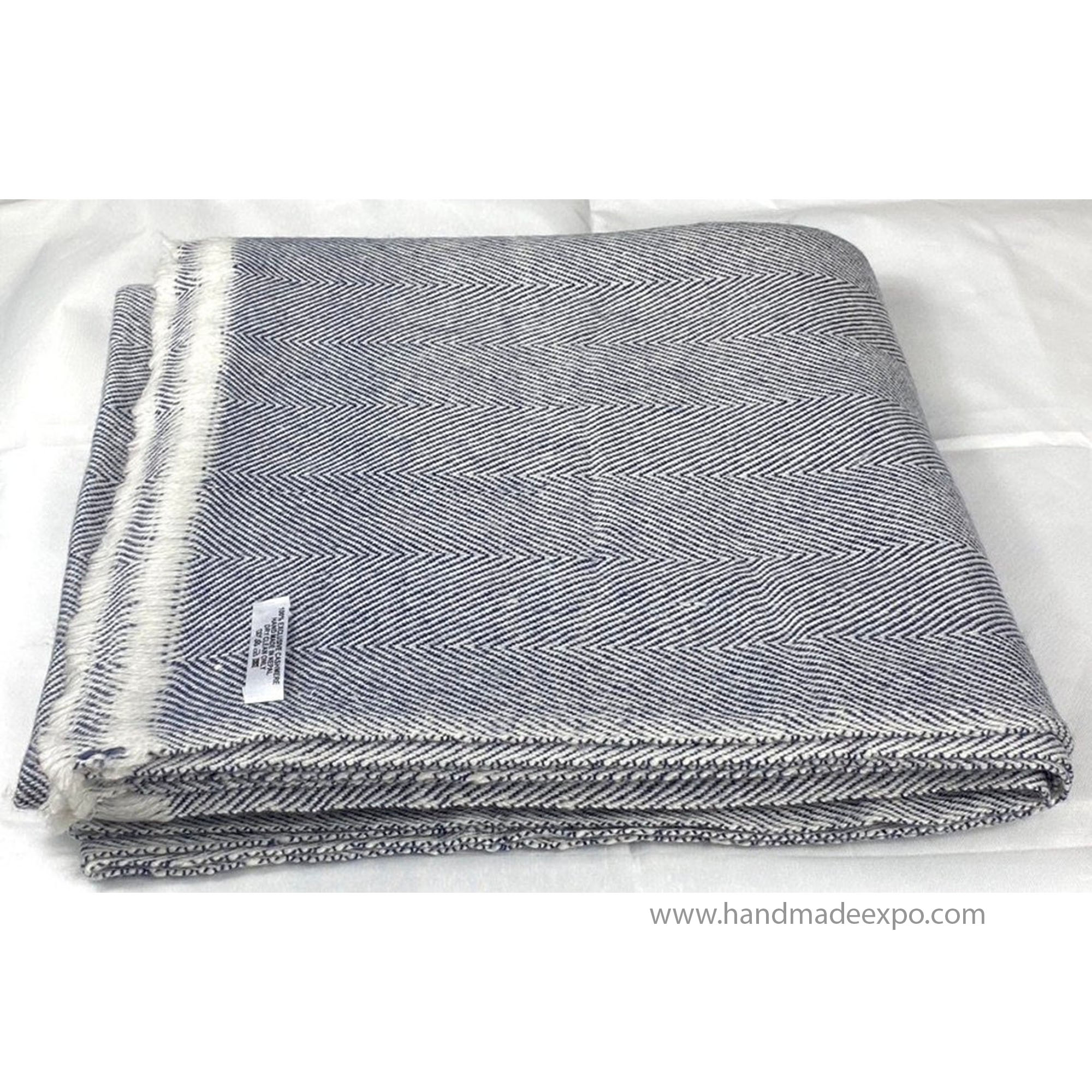 Pashmina Blanket, Thick Nepali Pashmina Shawl, Eight-ply Wool, Grey