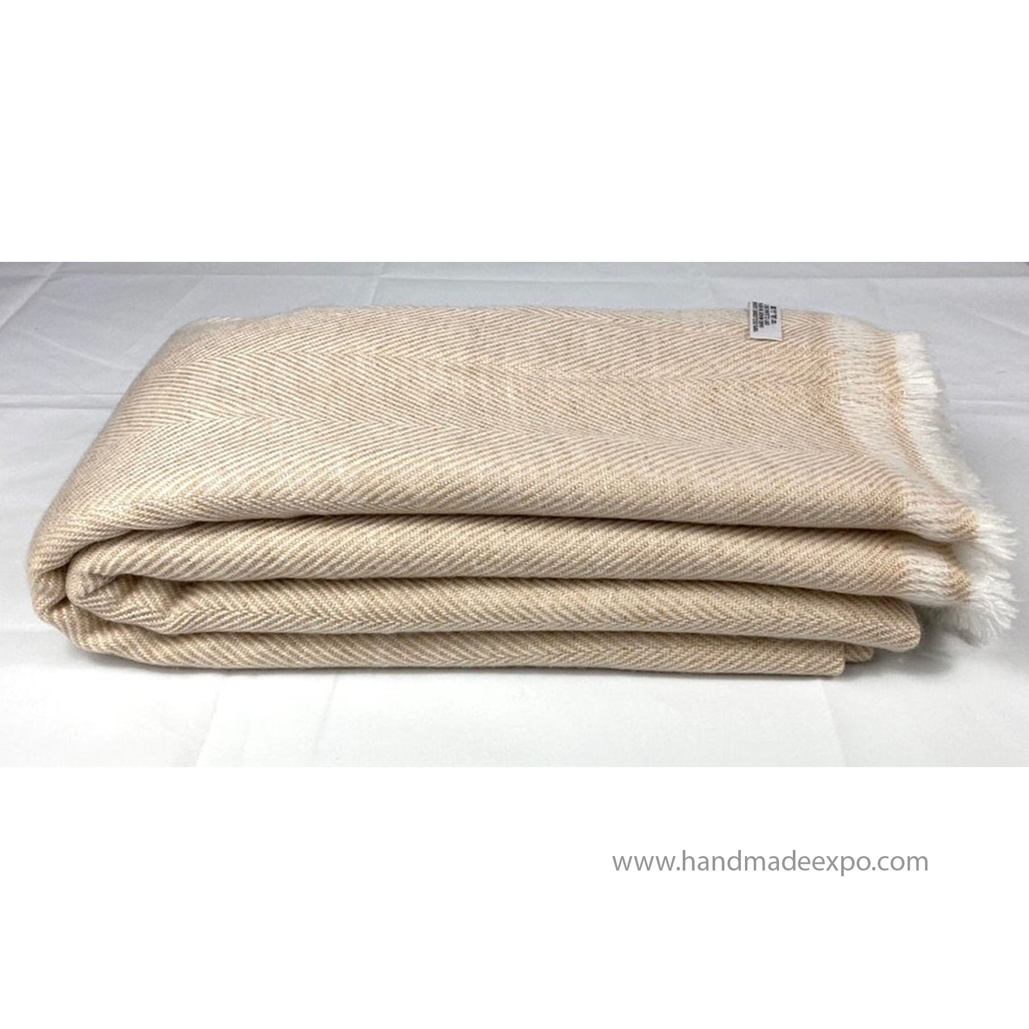 Pashmina Blanket, Thick Nepali Pashmina Shawl, Eight-ply Wool, Light Brown