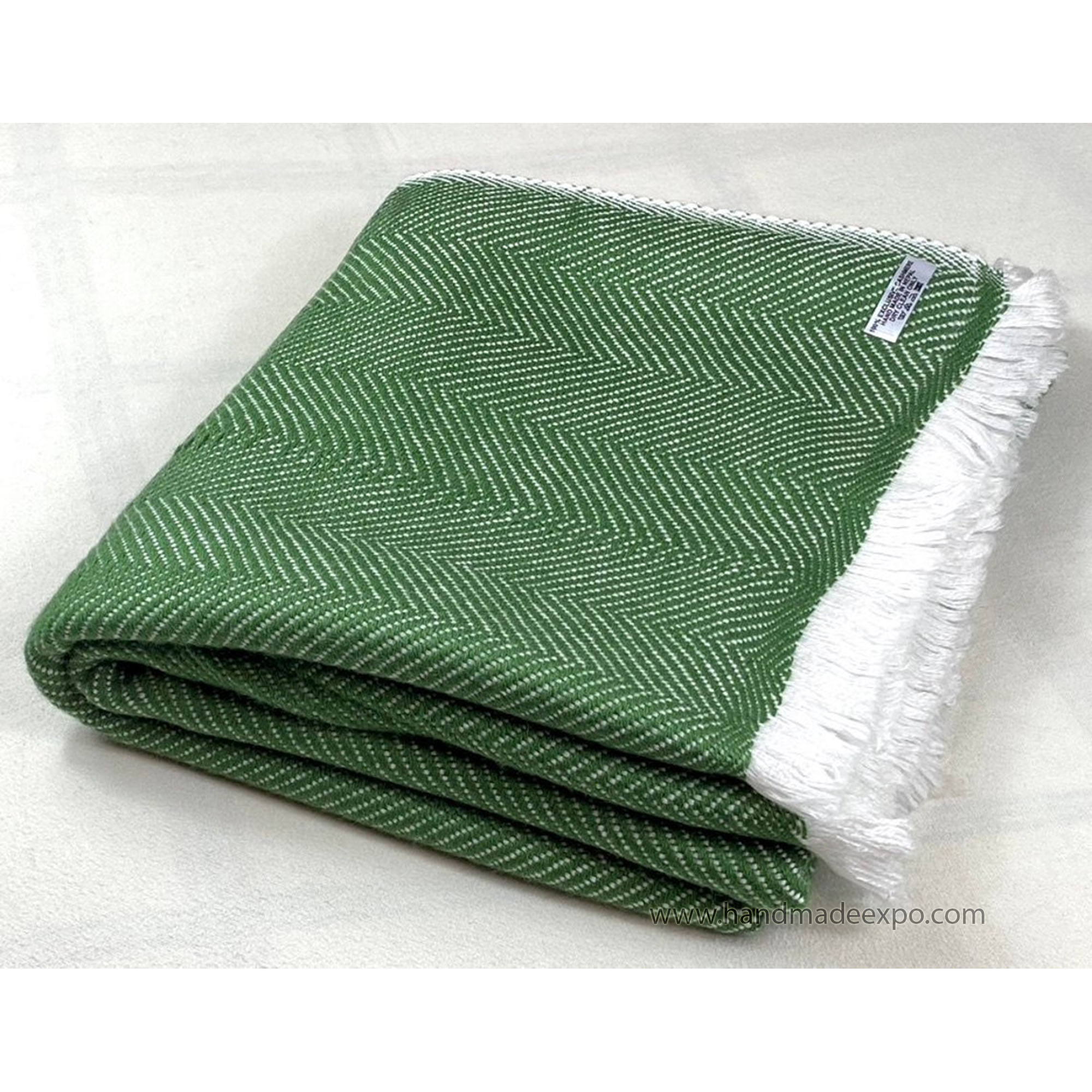 Pashmina Blanket, Thick Nepali Pashmina Shawl, Eight-ply Wool, Green