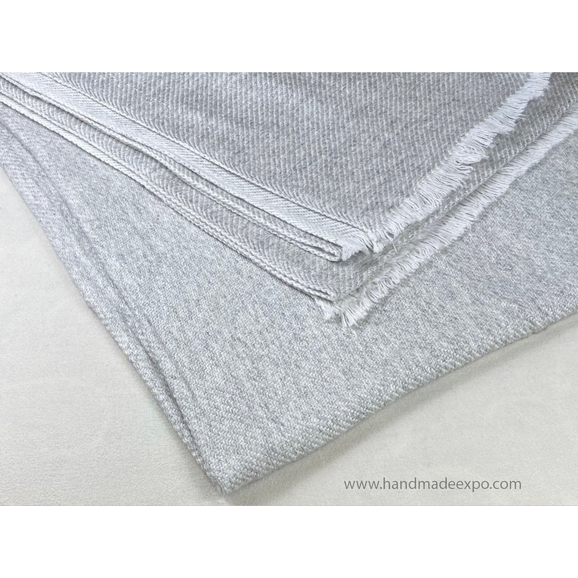 Pashmina Blanket, Thick Nepali Pashmina Shawl, Eight-ply Wool, Grey, Cashmere