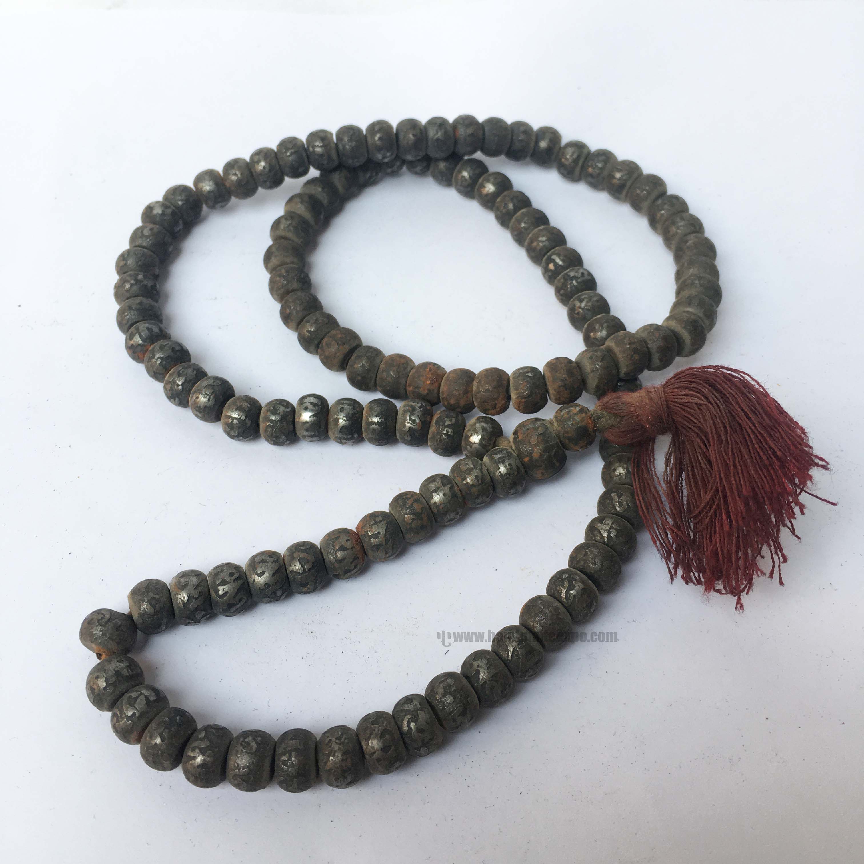 108 Om Design Beads, iron Leads
