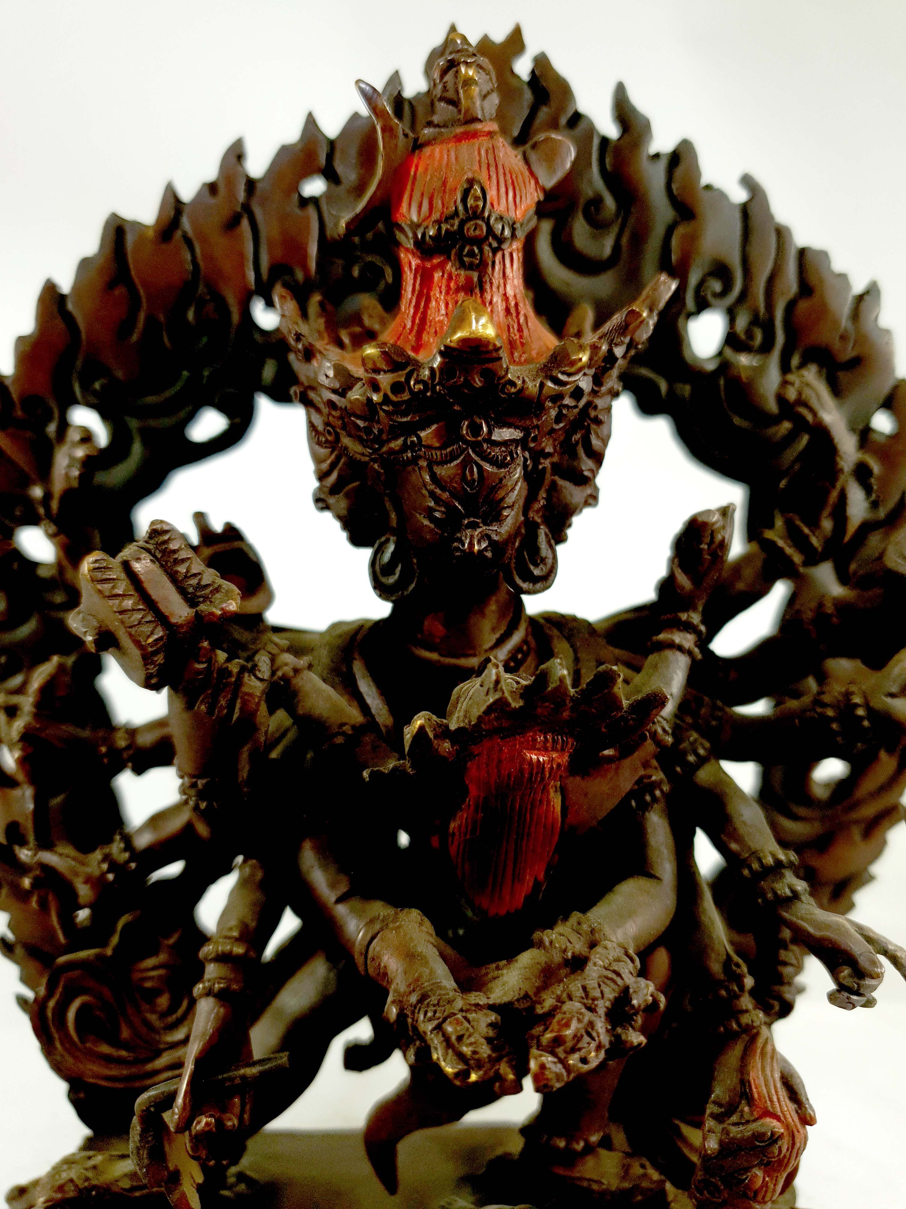 Buddhist Statue Of Chakrasamvara - Heruka, chocolate Oxidized