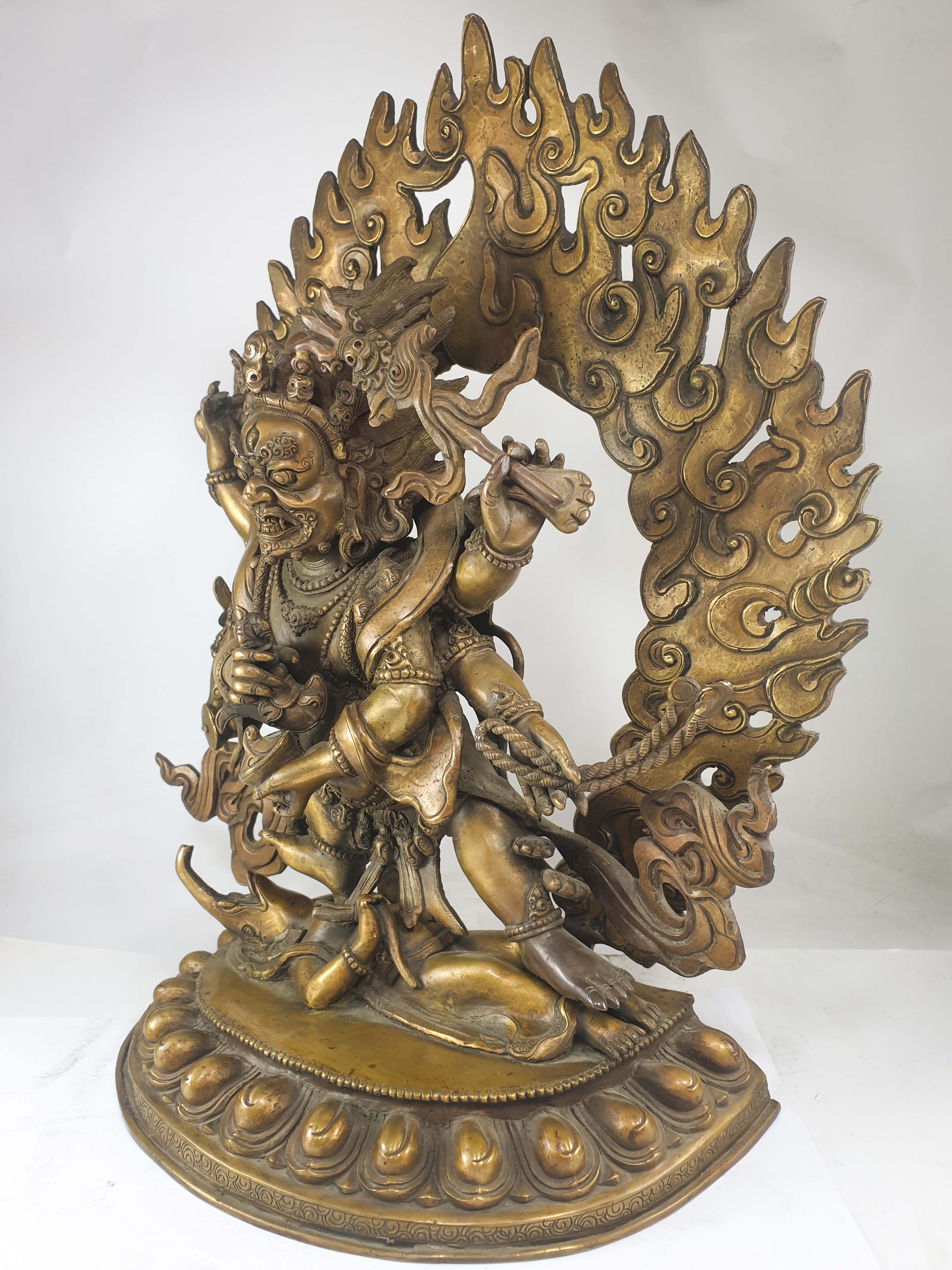Buddhist Statue Of Mahakala 6 Arms, bronze
