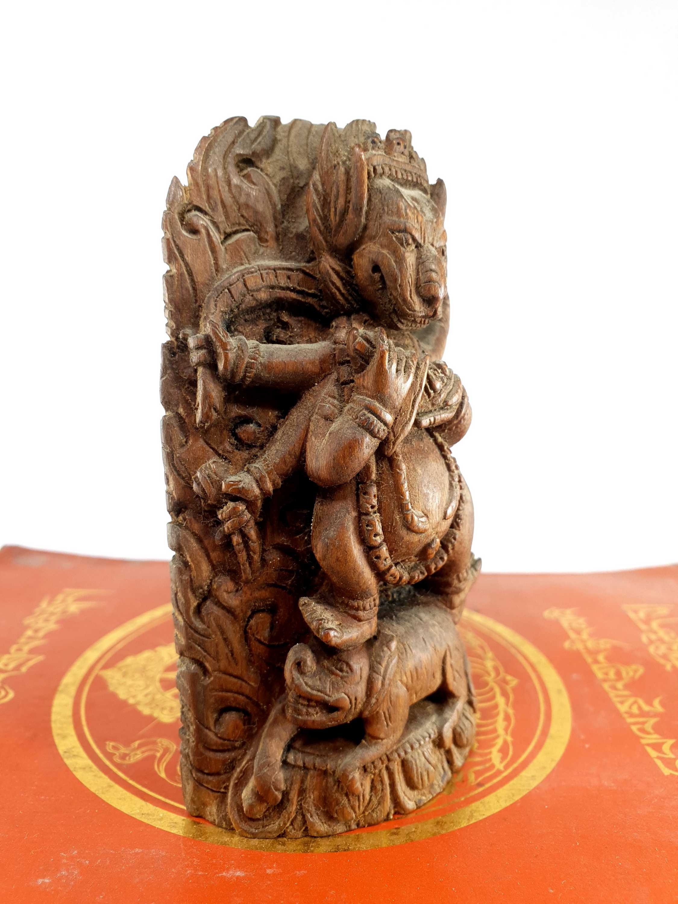 Statue Of Yamantaka, Wooden golden Michelia, hand Carved