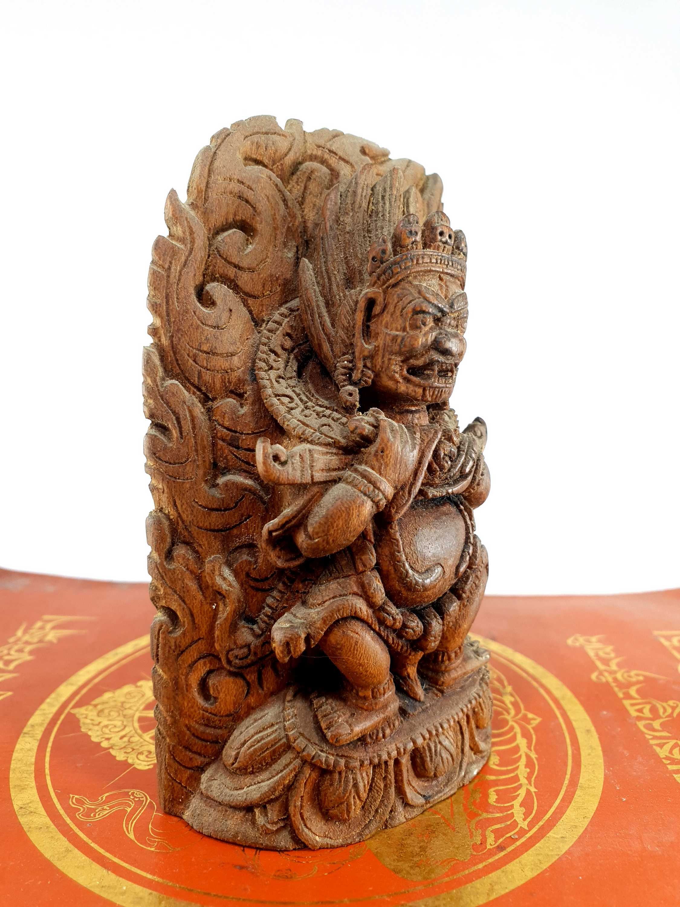 Statue Of Mahakala Panjaranatha Two Arms, Wooden golden Michelia, hand Carved