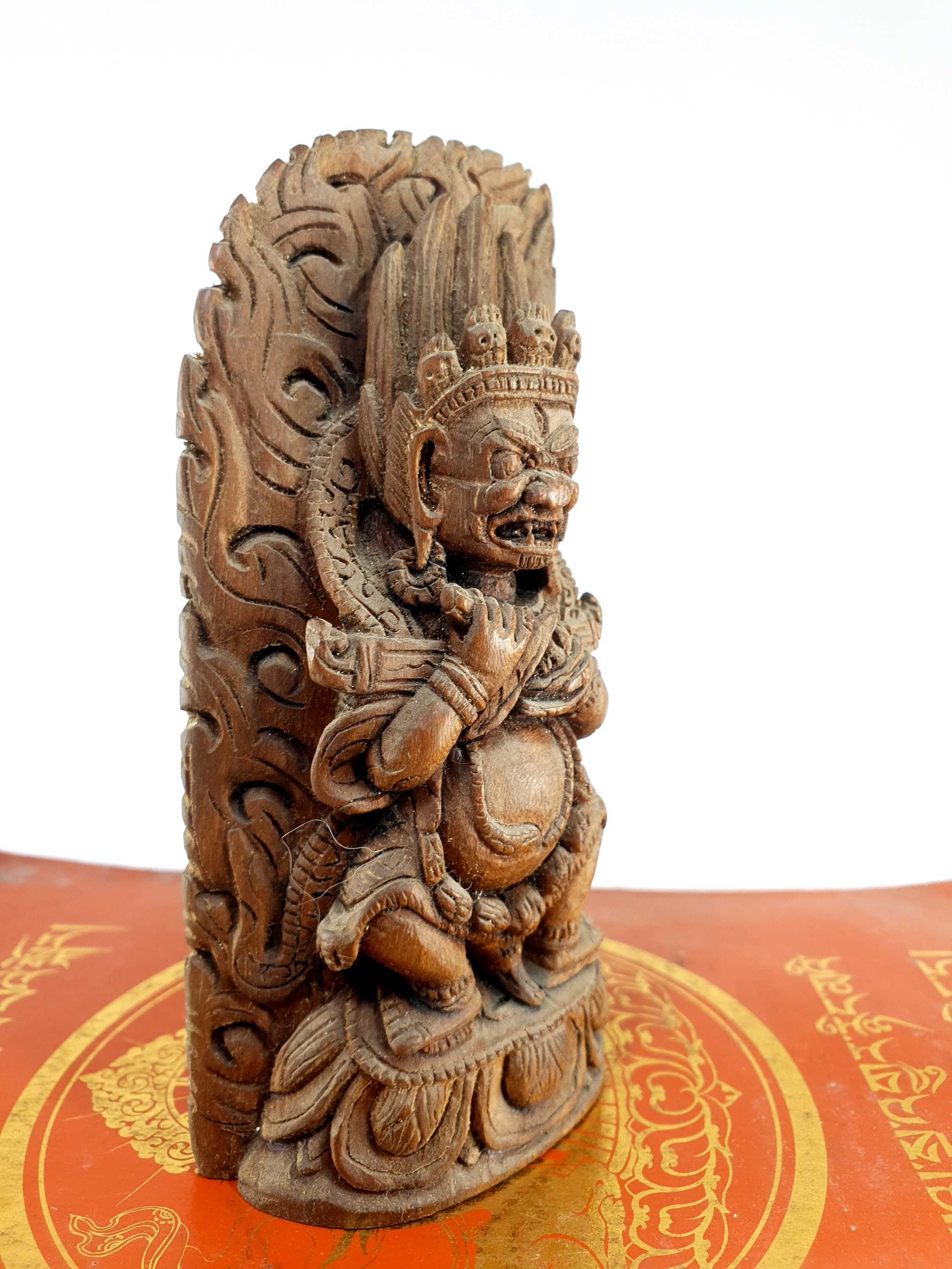 Statue Of Mahakala Panjaranatha Two Arms, Wooden golden Michelia, hand Carved
