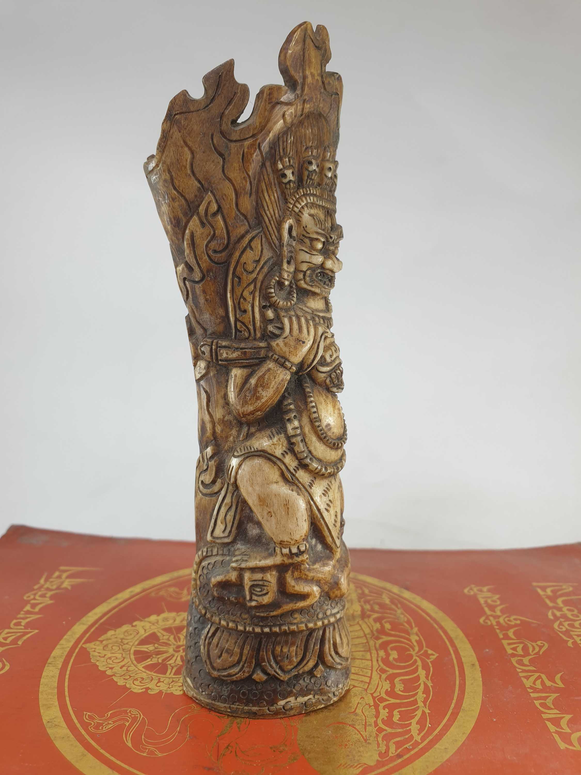 Tibetan Horn bone Stamp, mahakala Carved