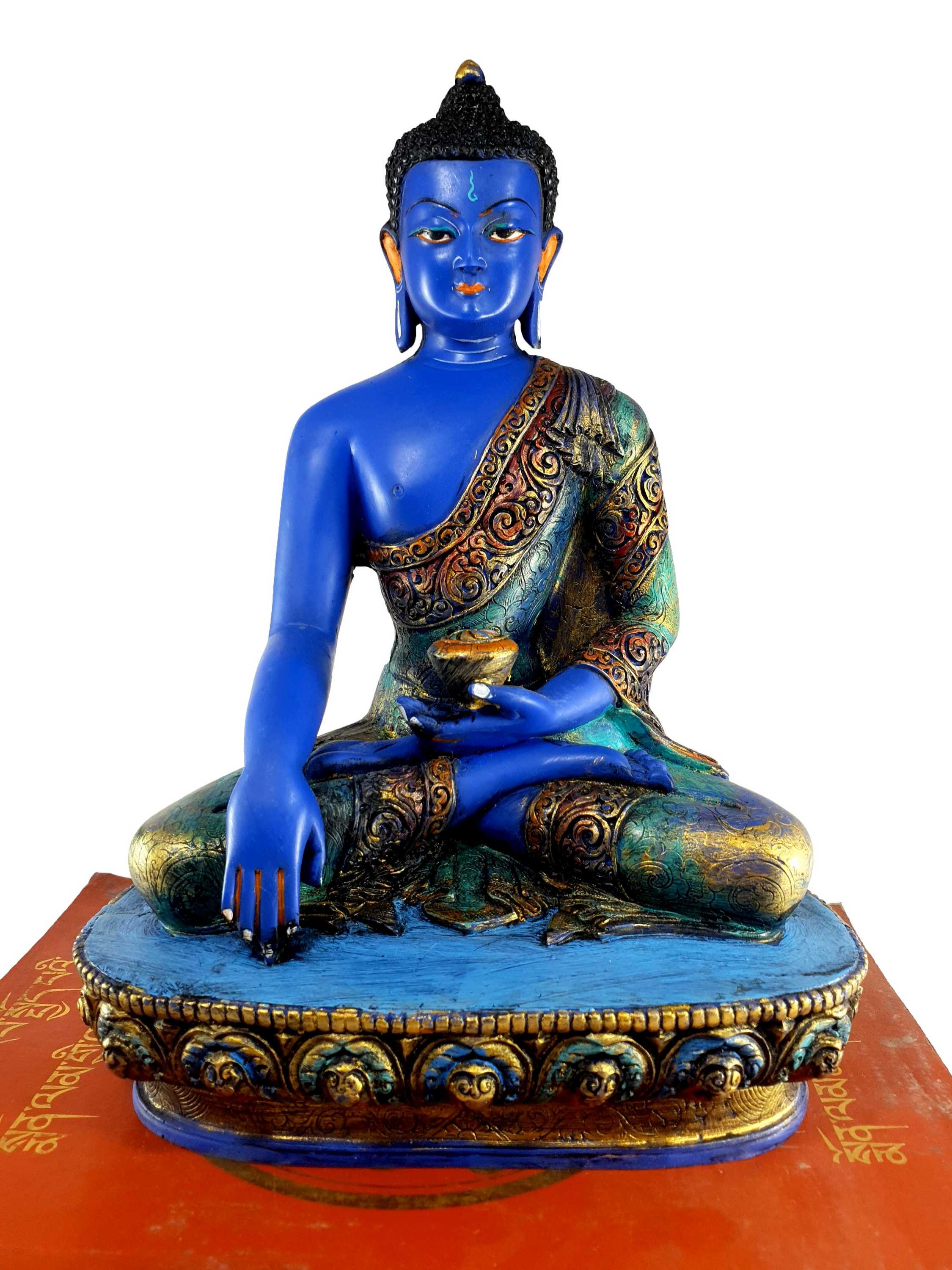 Resin Statue Of Shakyamuni Buddha traditional Color Painted, blue