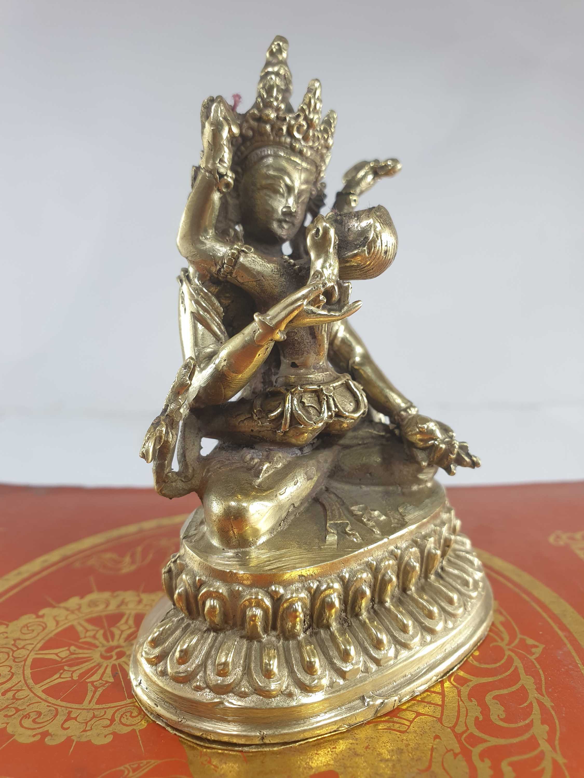 Buddhist Statue Of Vajradhara With Consort shakti, glossy, free Patina Finishing, choice Of Material