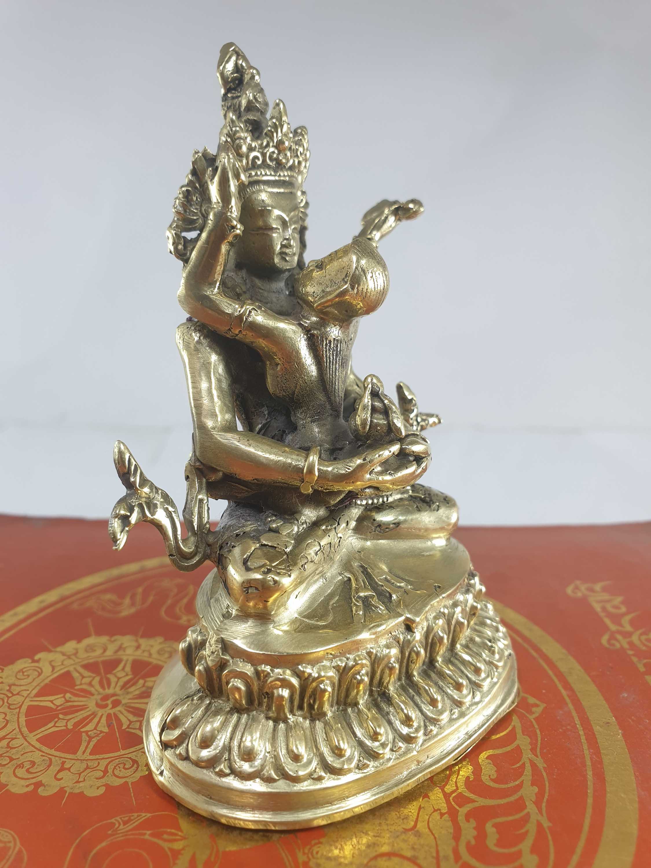 Buddhist Statue Of Aparimita With Consort shakti, glossy, free Patina Finishing, choice Of Material, Chepame, Amitayus