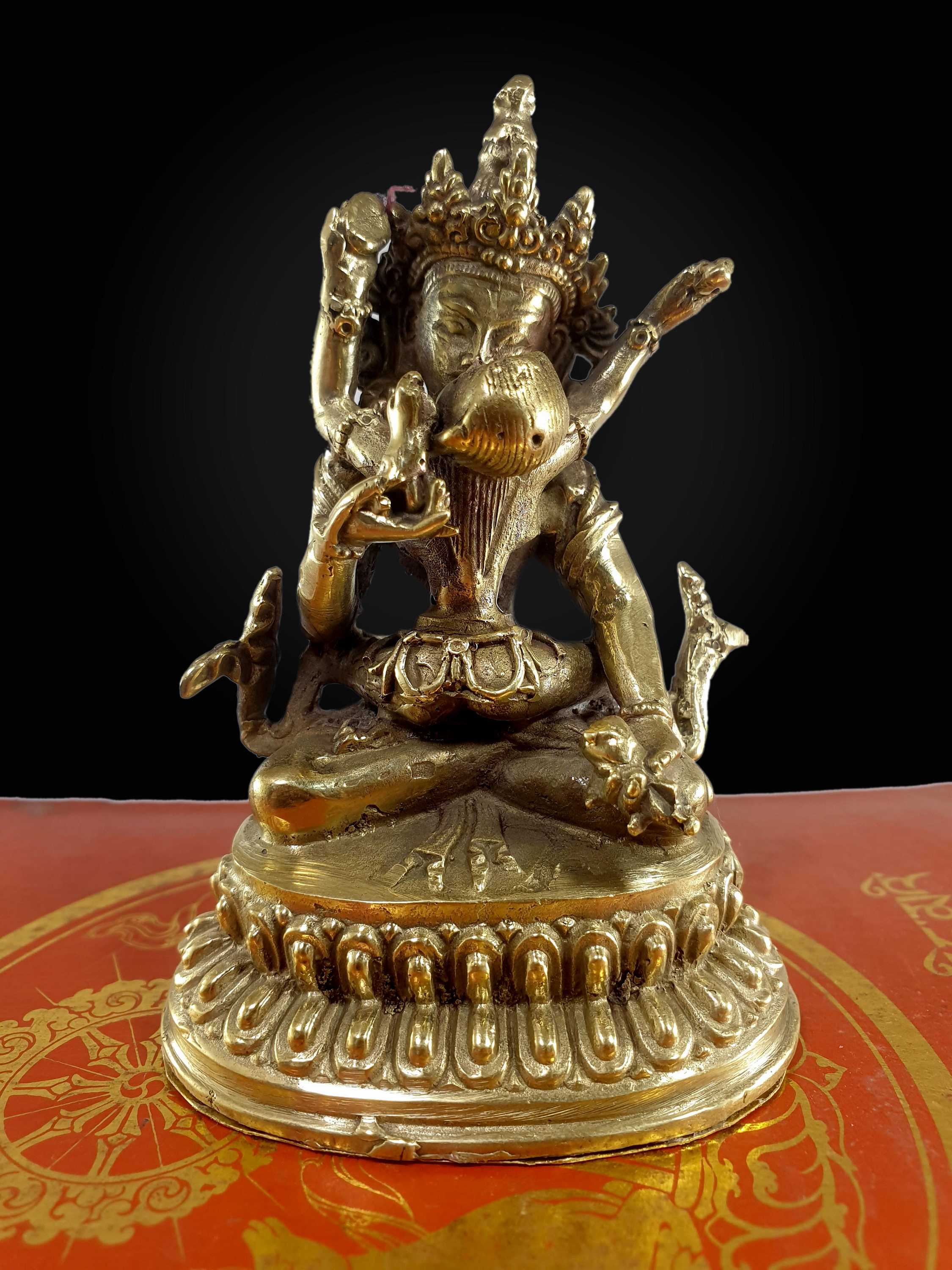 Buddhist Statue Of Various Bodhisattva With Consort, glossy, free Patina Finishing, choice Of Material