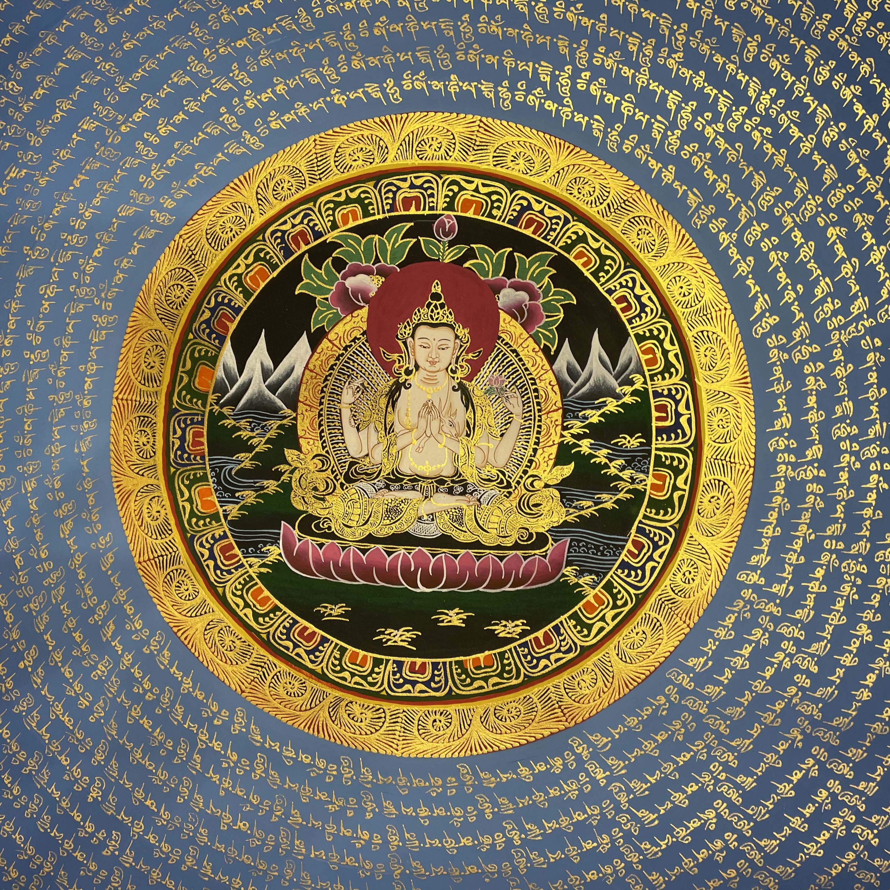 Buddhist Handmade Thangka <span Style=