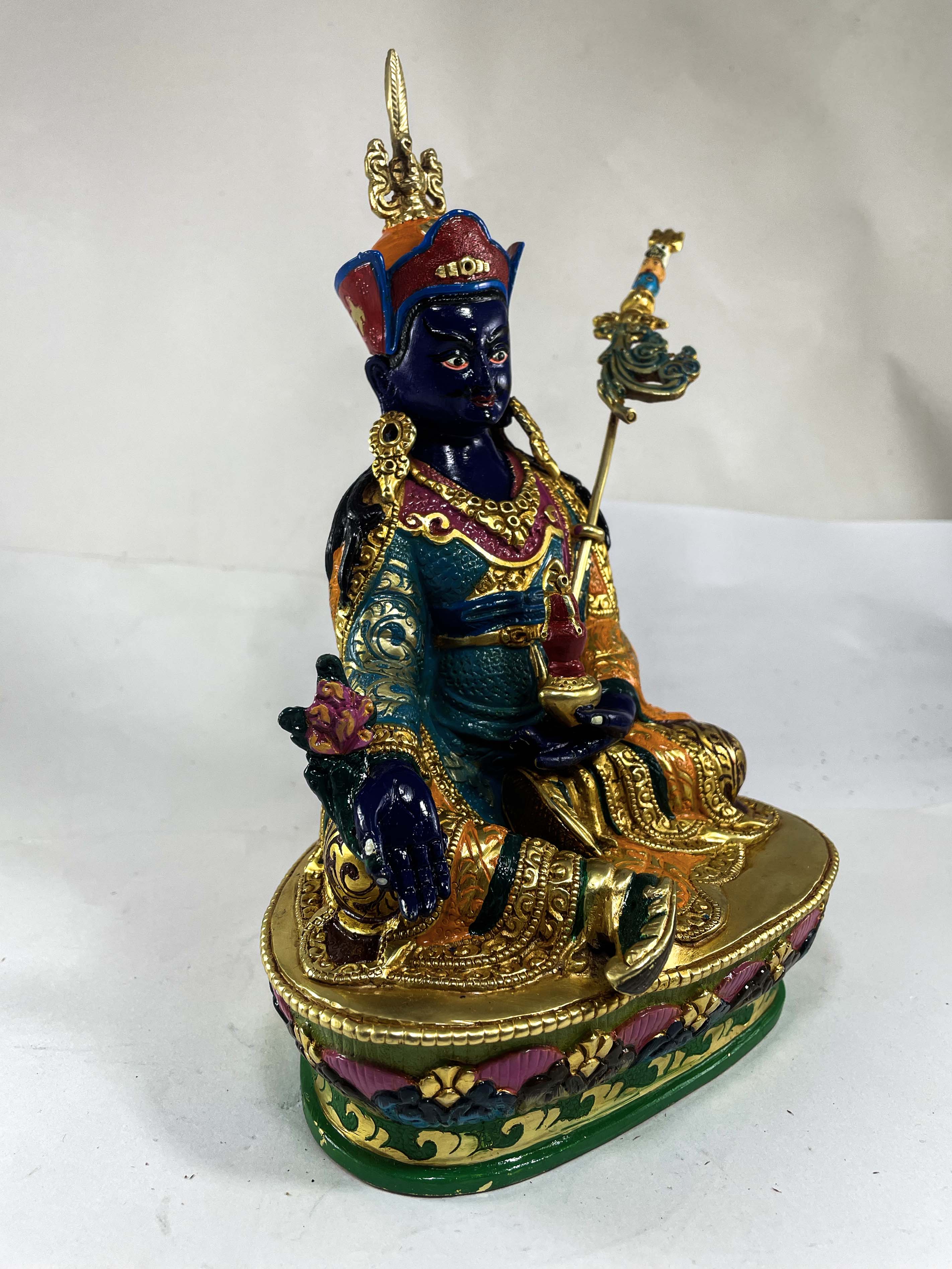 Buddhist Statue Of Padmasambhava As Medicine Buddha, traditional Color Finishing