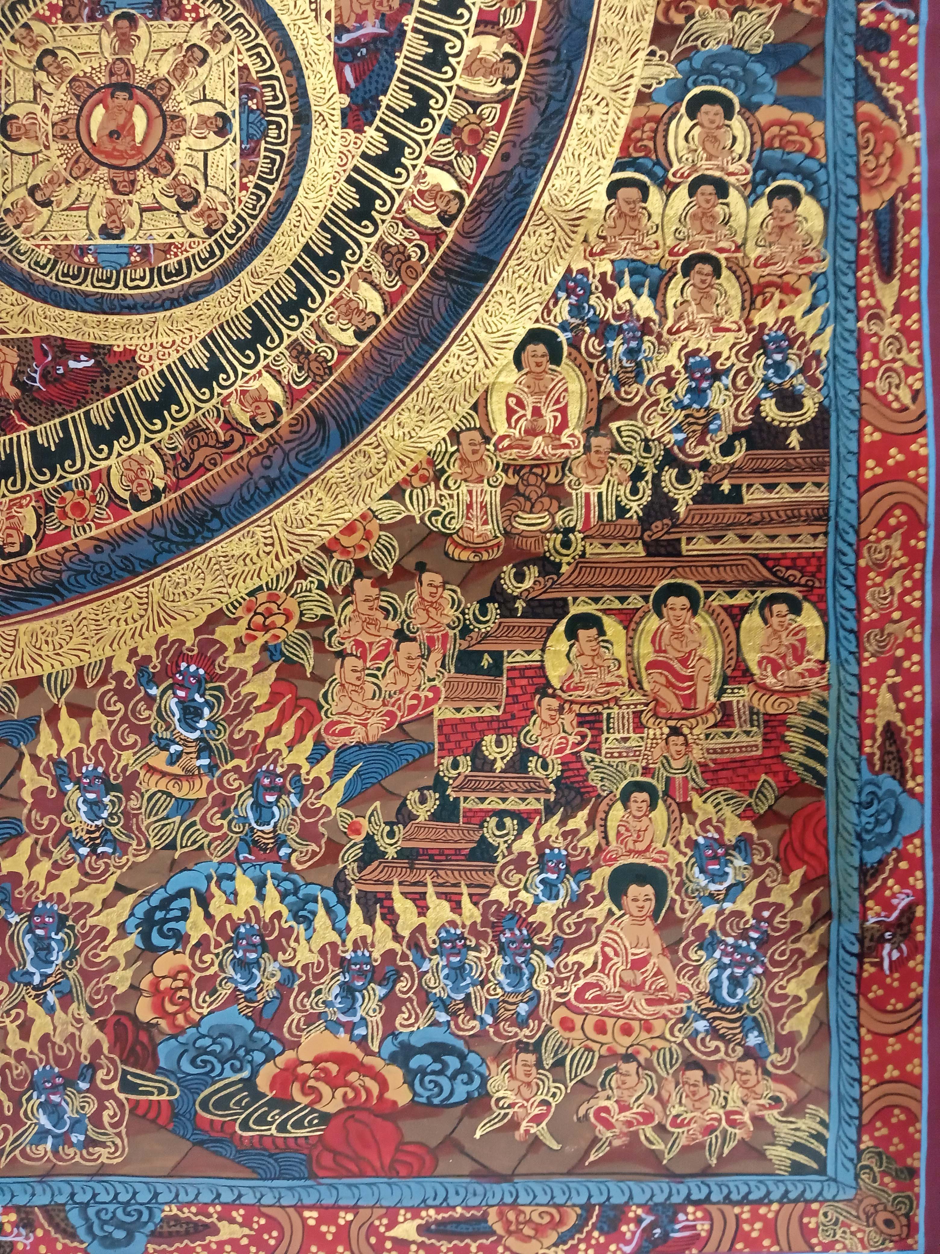 Five Mandala Thangka, Buddhist Handmade Thangka <span Style=