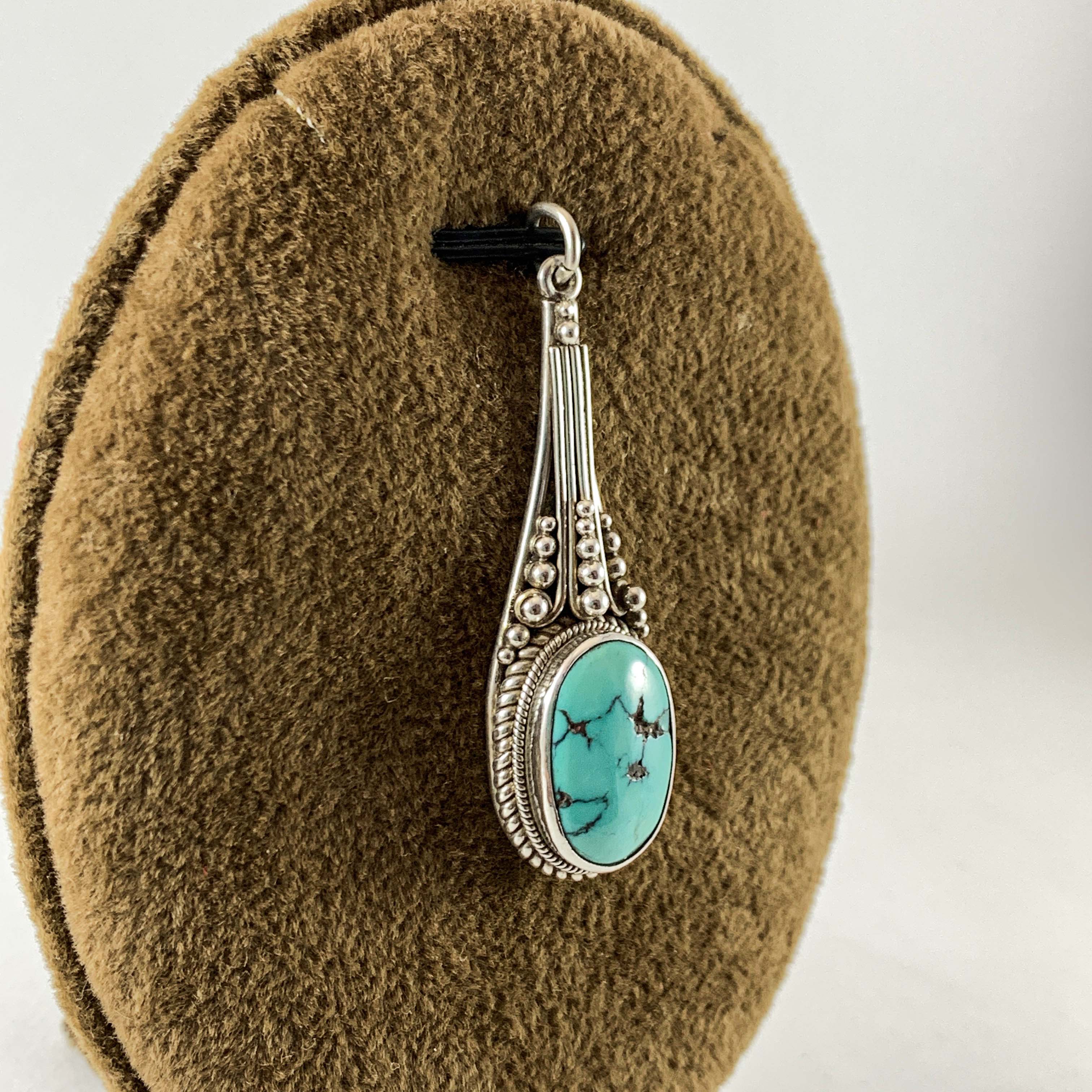 Designer Silver Turquoise Bali Pendants