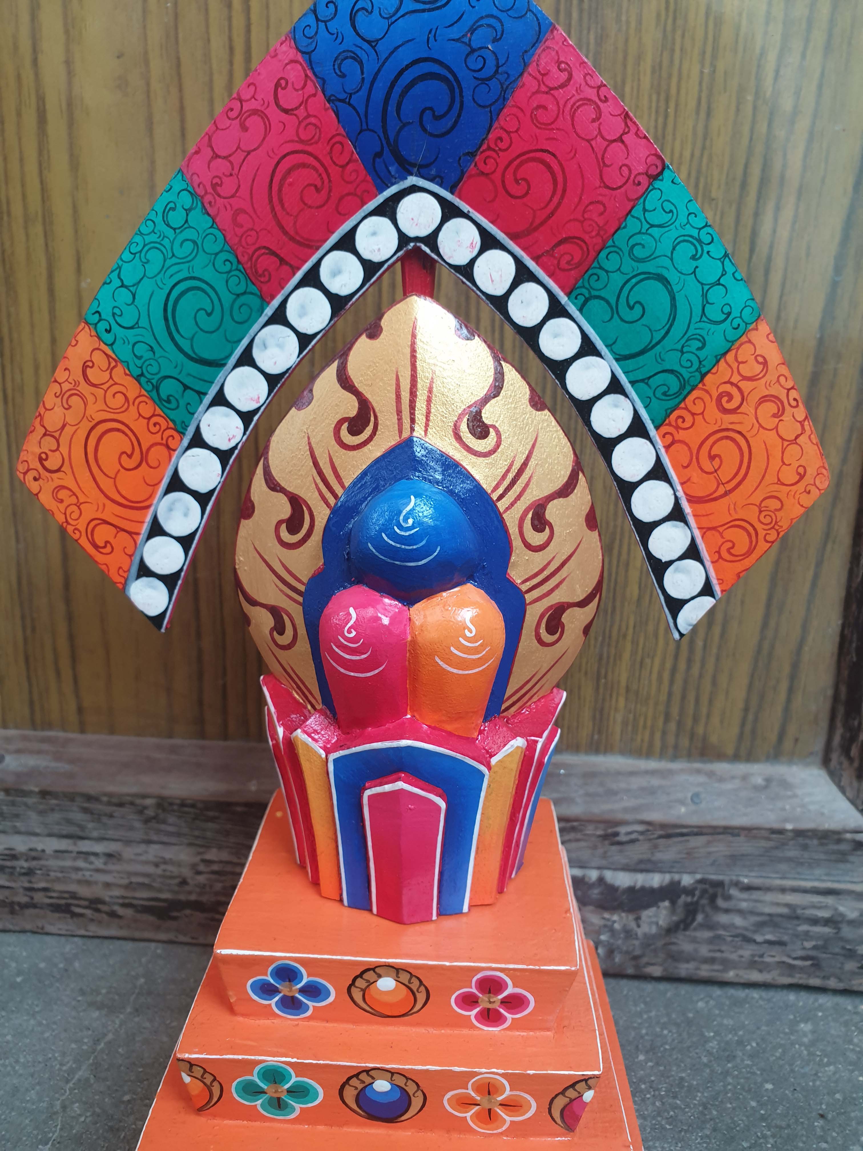 Buddhist Offering Item Of Wooden Painted Torma Zambala Wooden Painted Torma,