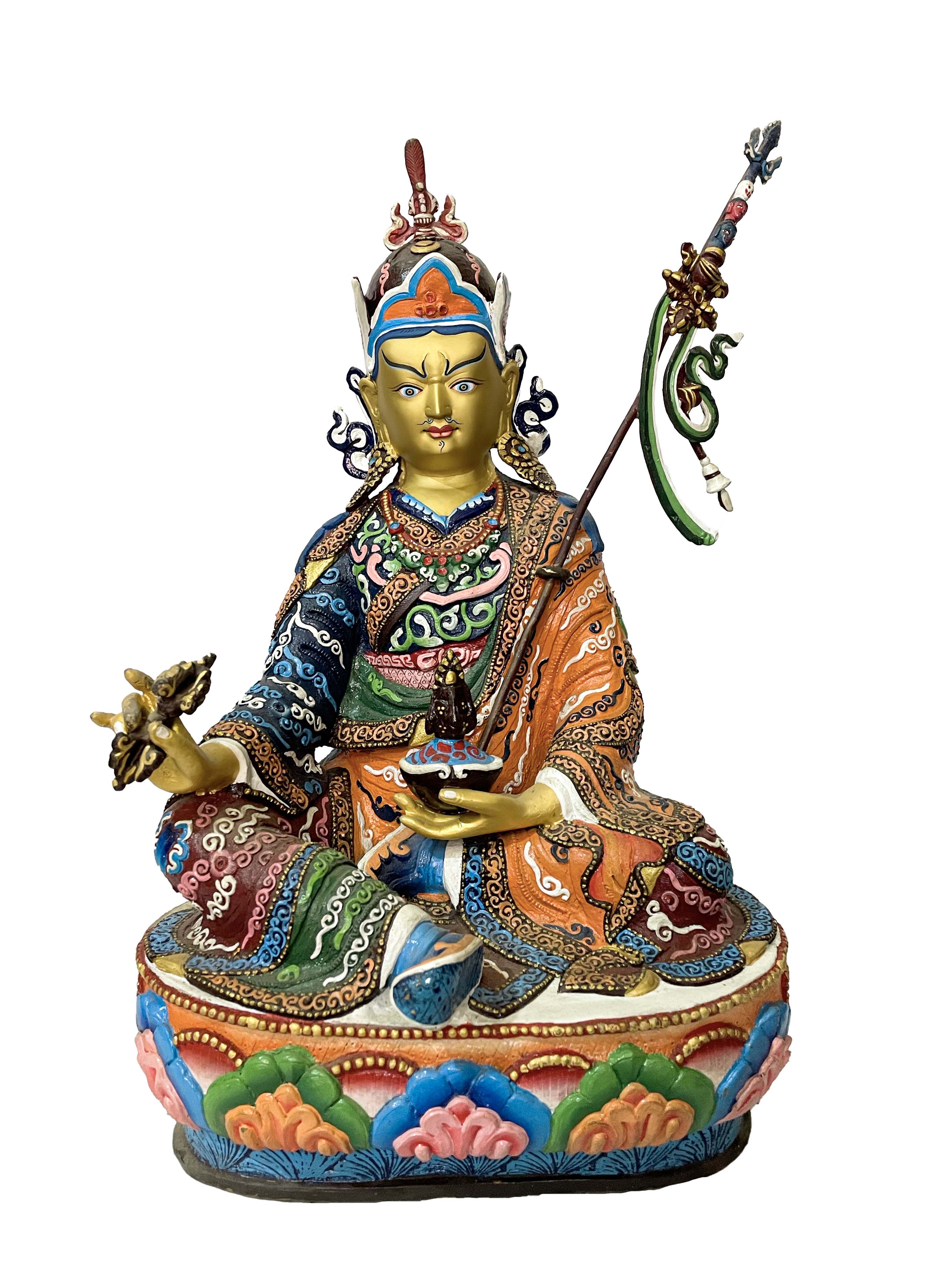 master Quality, Hq, Buddhist Statue Of Padmasambhava, traditional Color, Face Painted