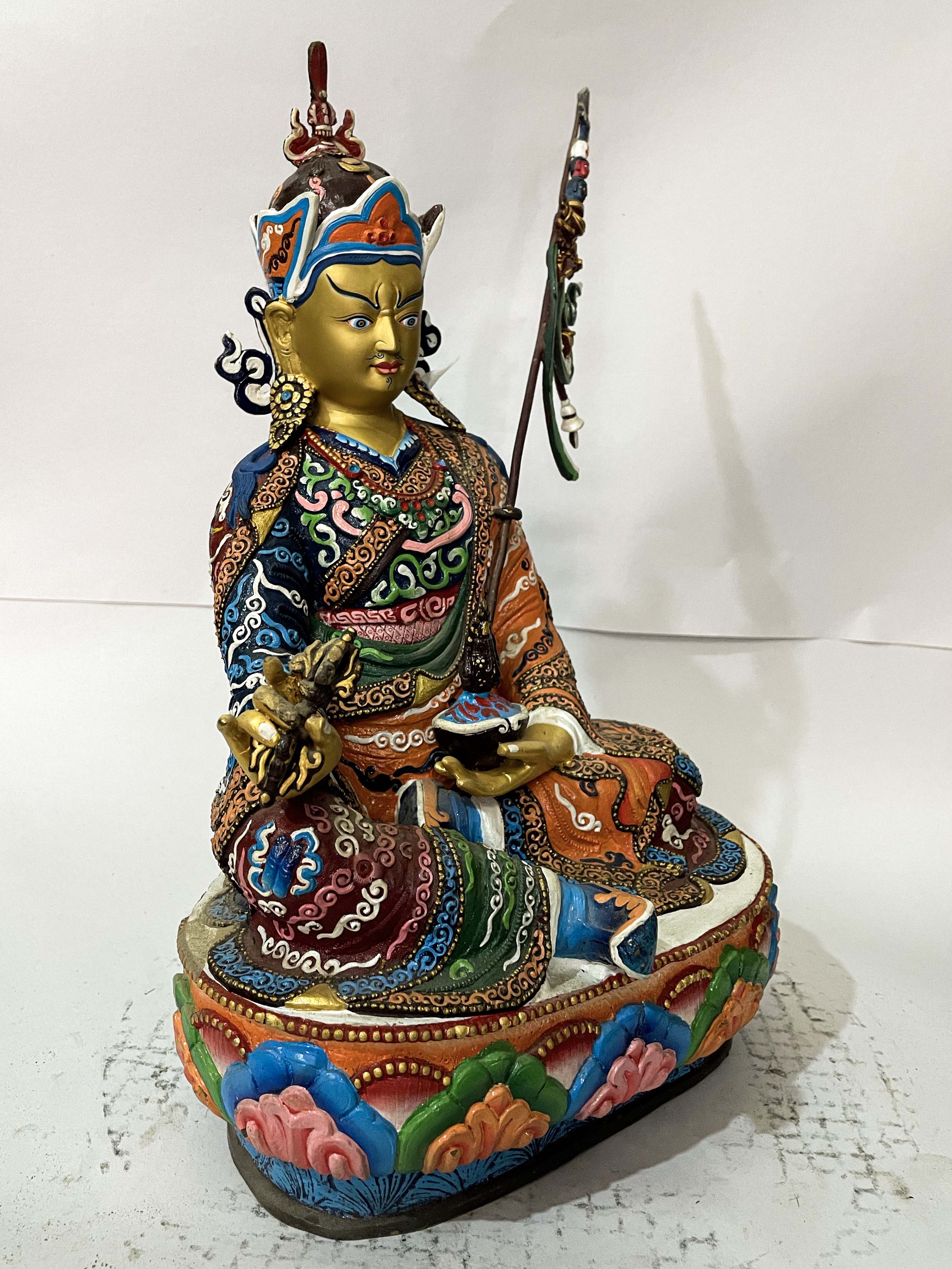 master Quality, Hq, Buddhist Statue Of Padmasambhava, traditional Color, Face Painted