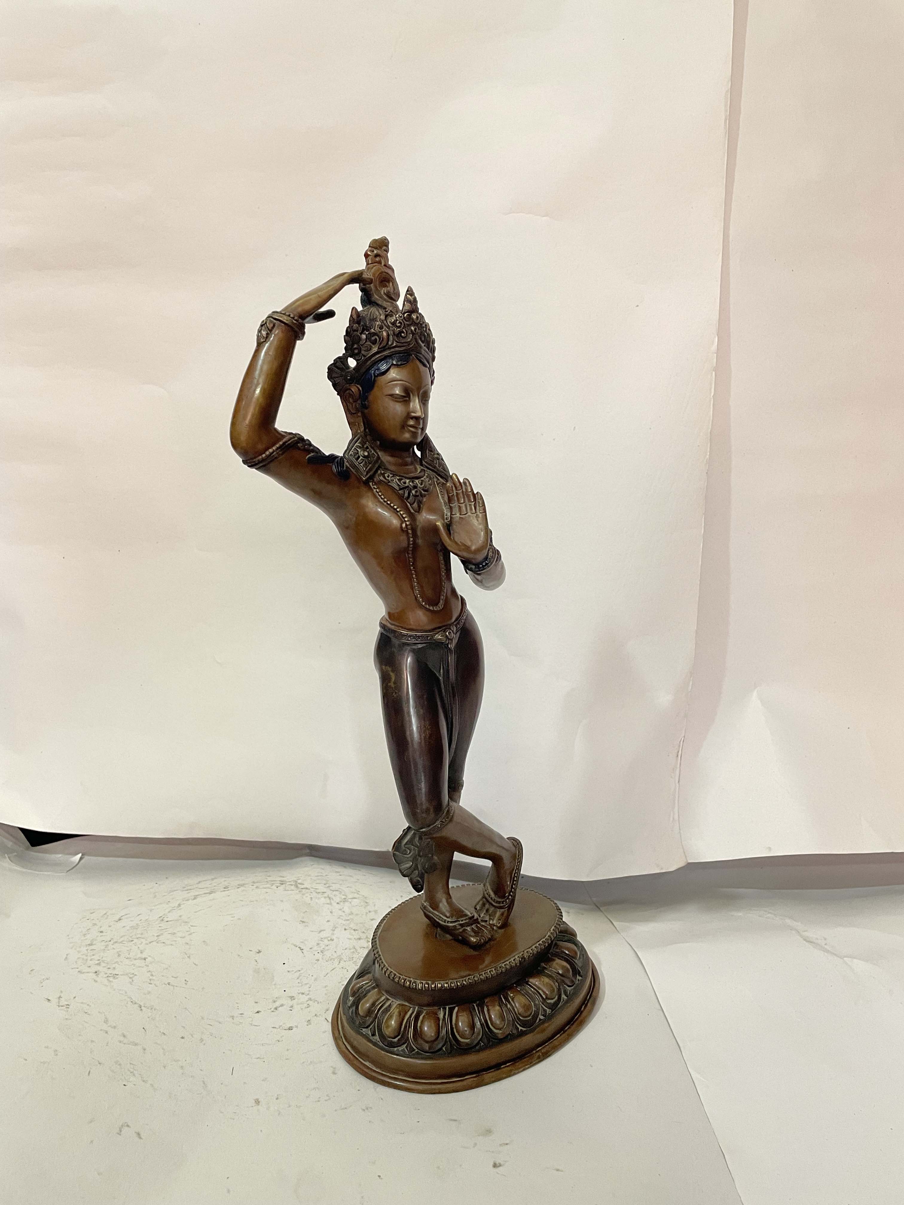 Buddhist Statue Of Maya Devi, chocolate Oxidized, rare Find