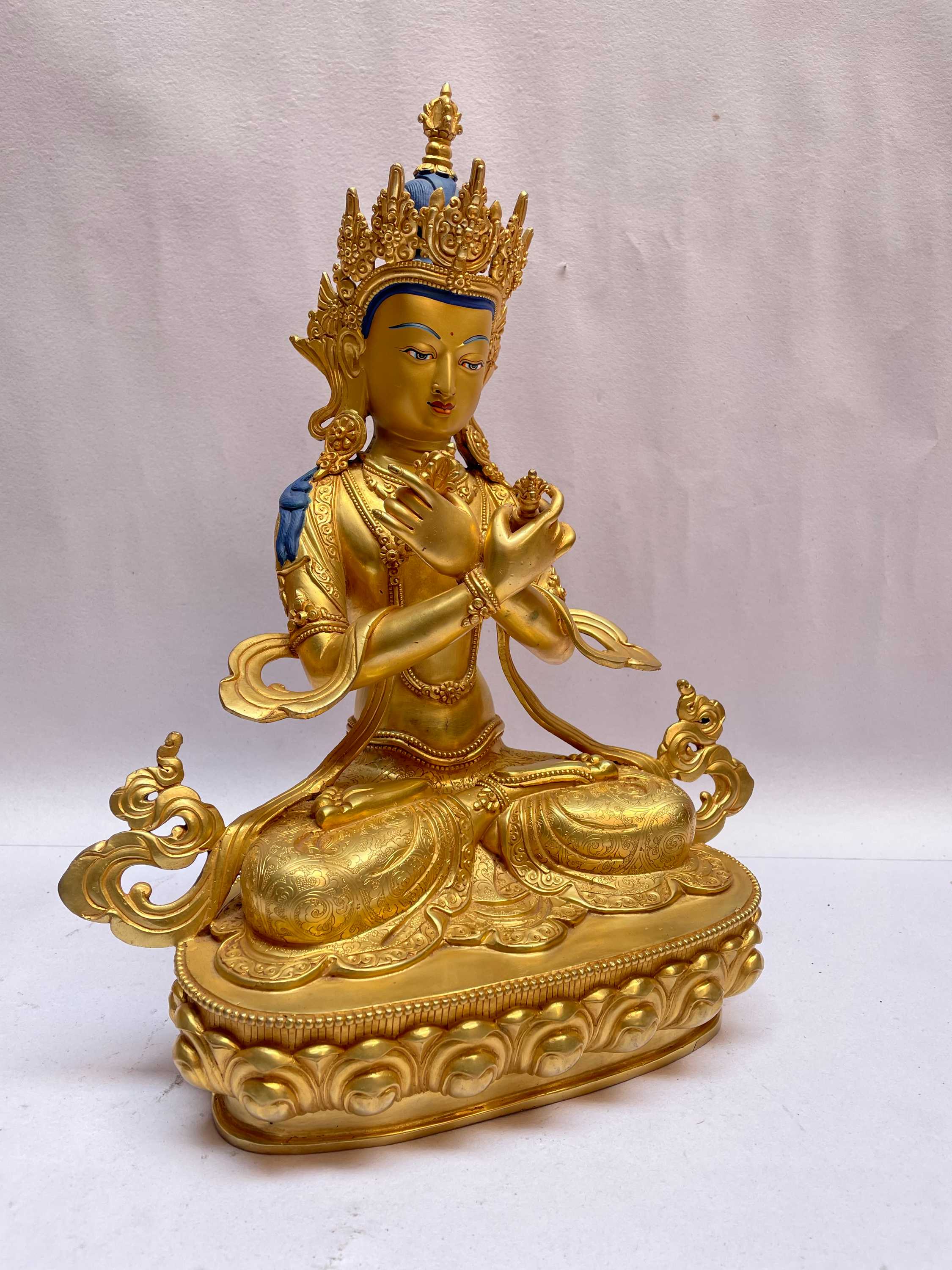 master Quality, Buddhist Statue Of Vajradhara, full Gold Plated, Face Painted