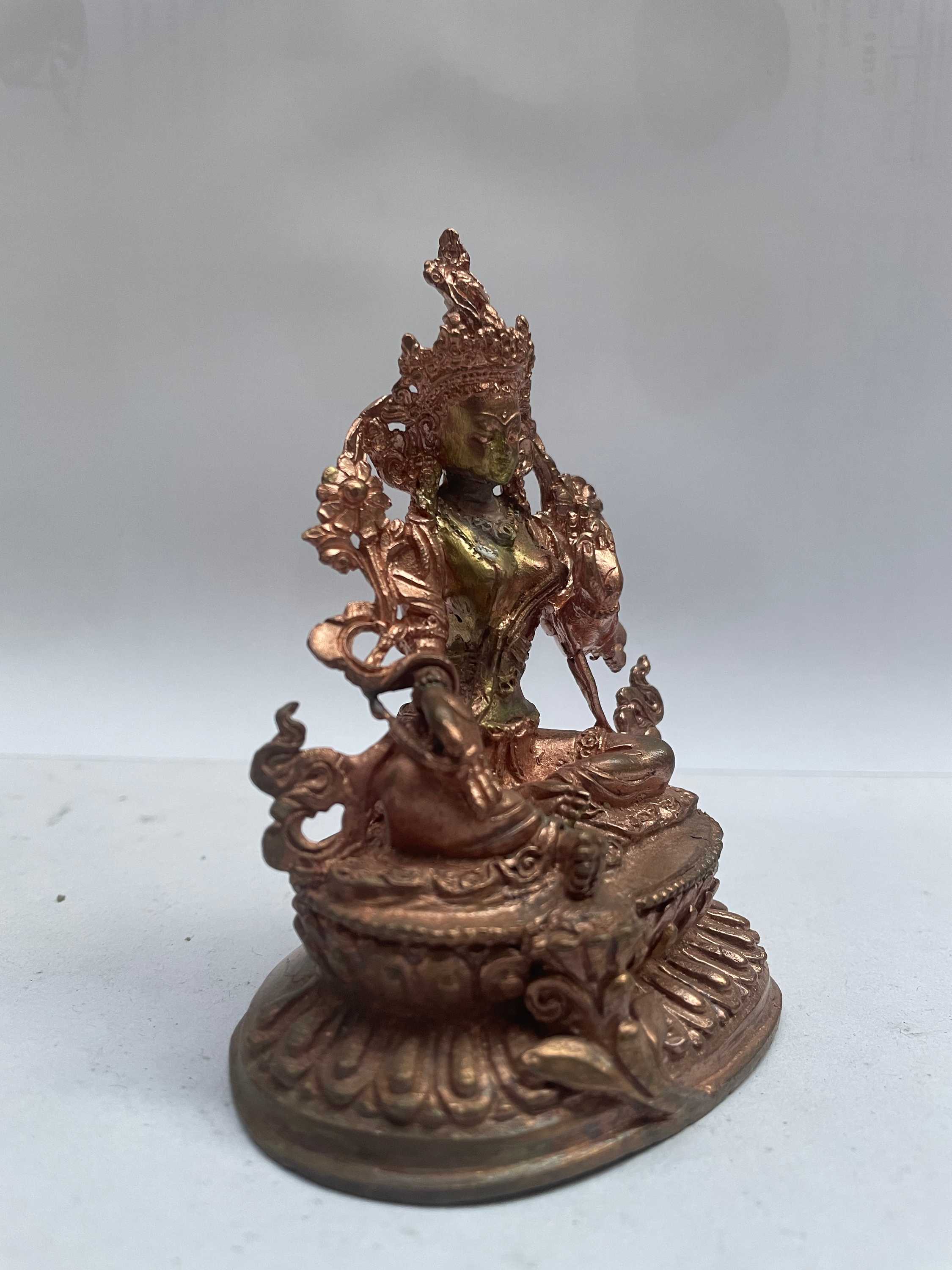 Buddhist Miniature Statue Of Green Tara, ceramic Molding