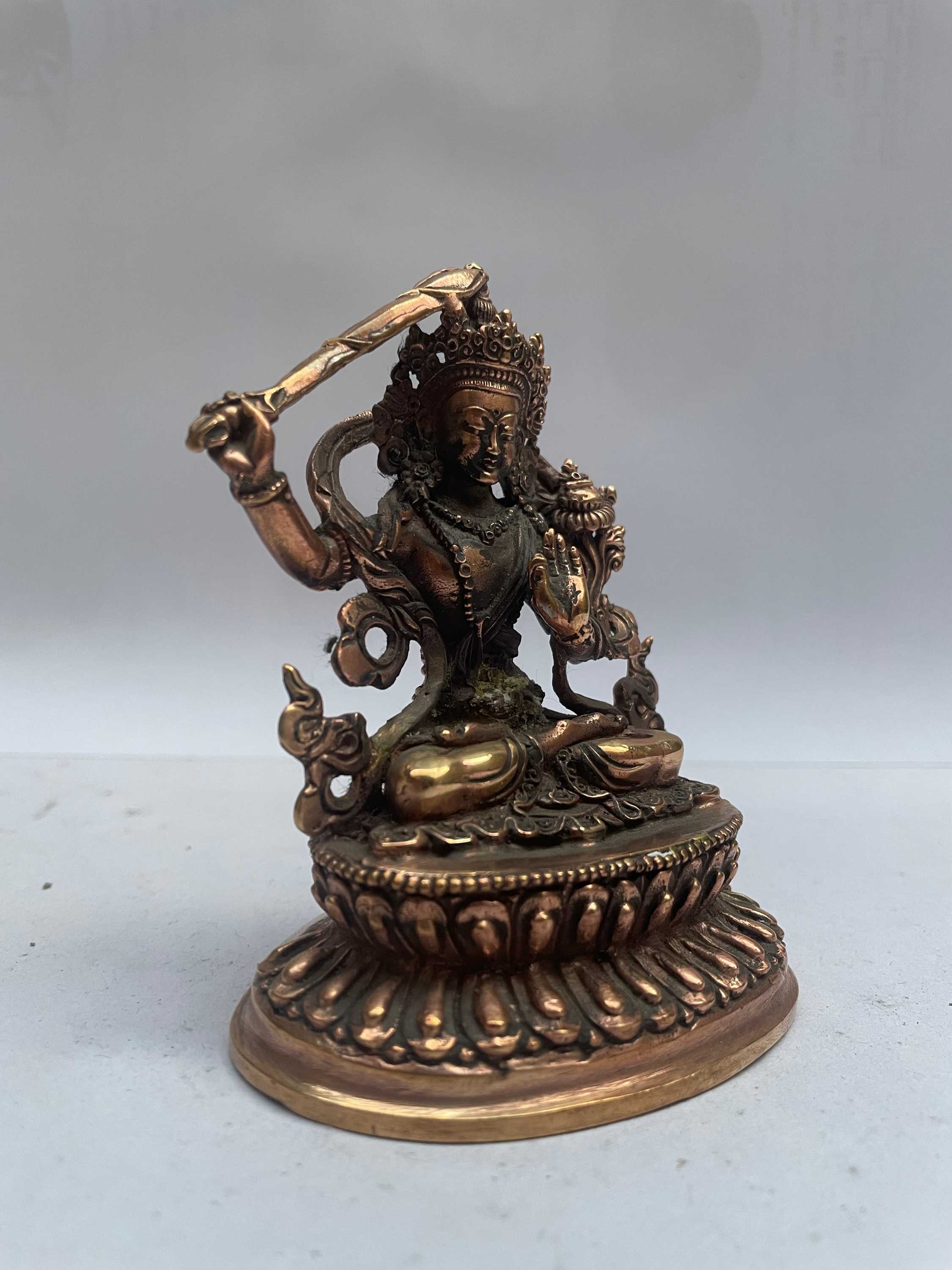 Buddhist Miniature Statue Of Manjushri, ceramic Molding