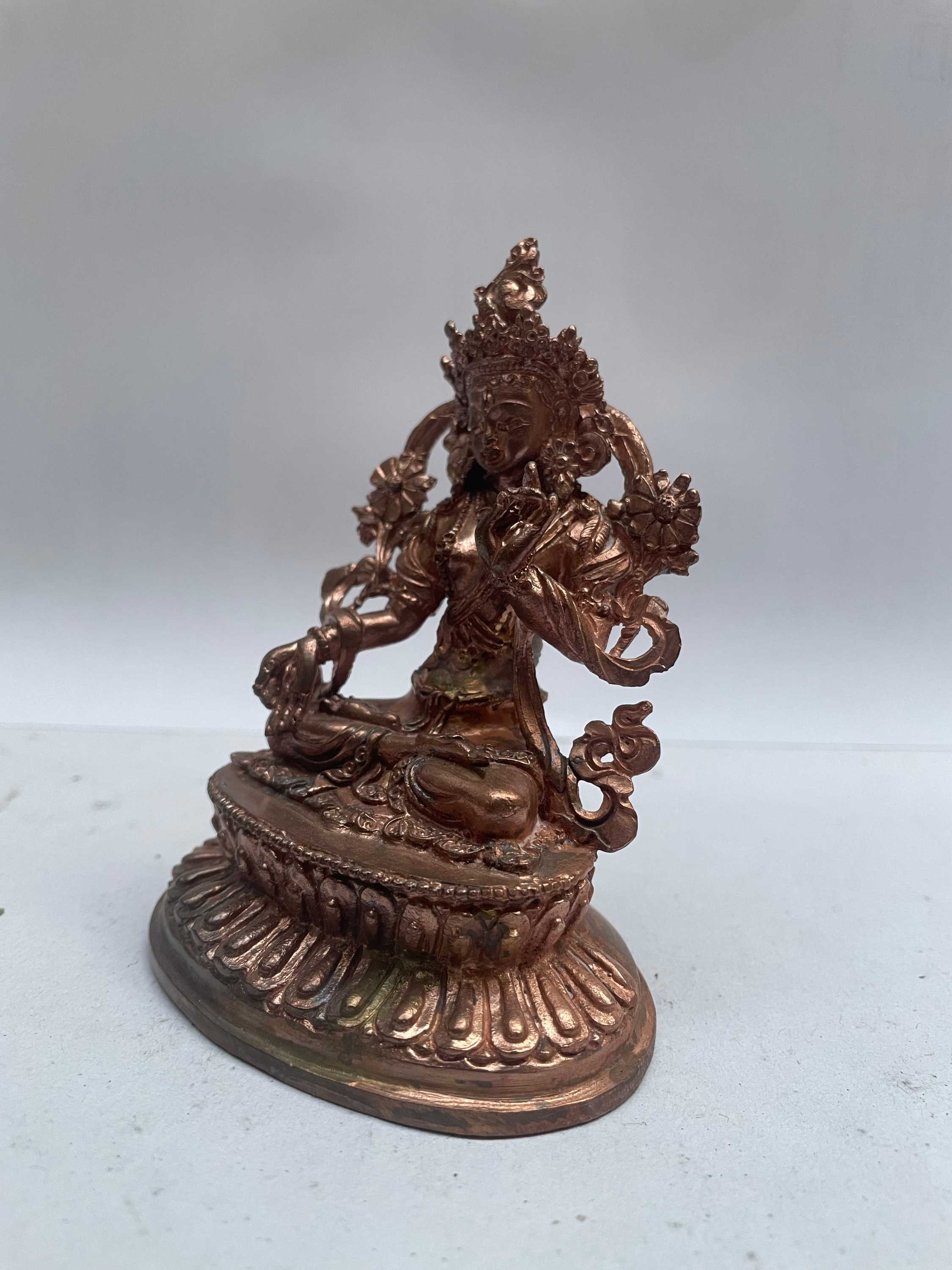Buddhist Miniature Statue Of White Tara, ceramic Molding