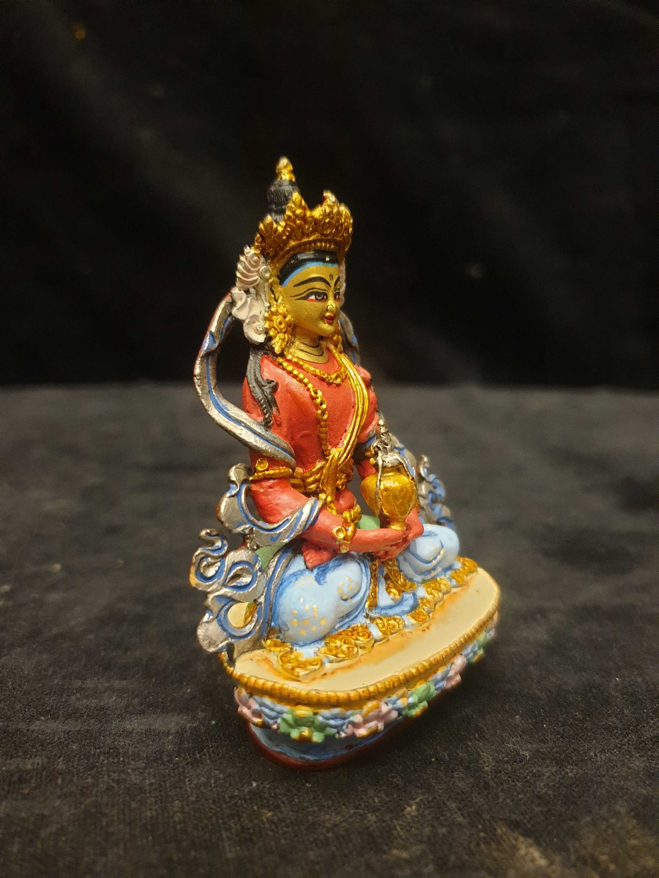 Buddhist Miniature Statue Of Aparimita, traditional Color, Face Painted, Amitayus, Chepame