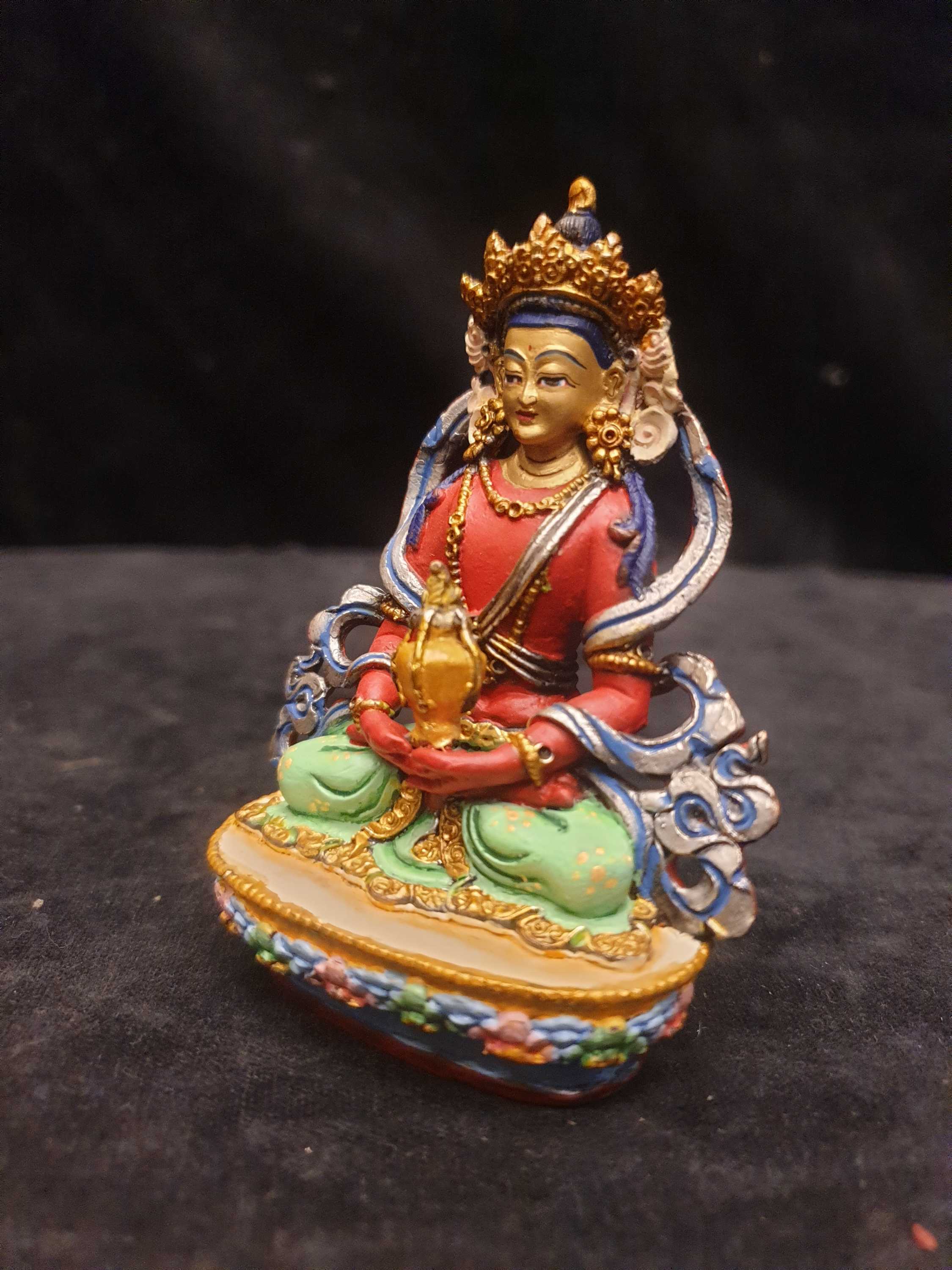 Buddhist Miniature Statue Of Aparimita, traditional Color, Face Painted, Amitayus, Chepame