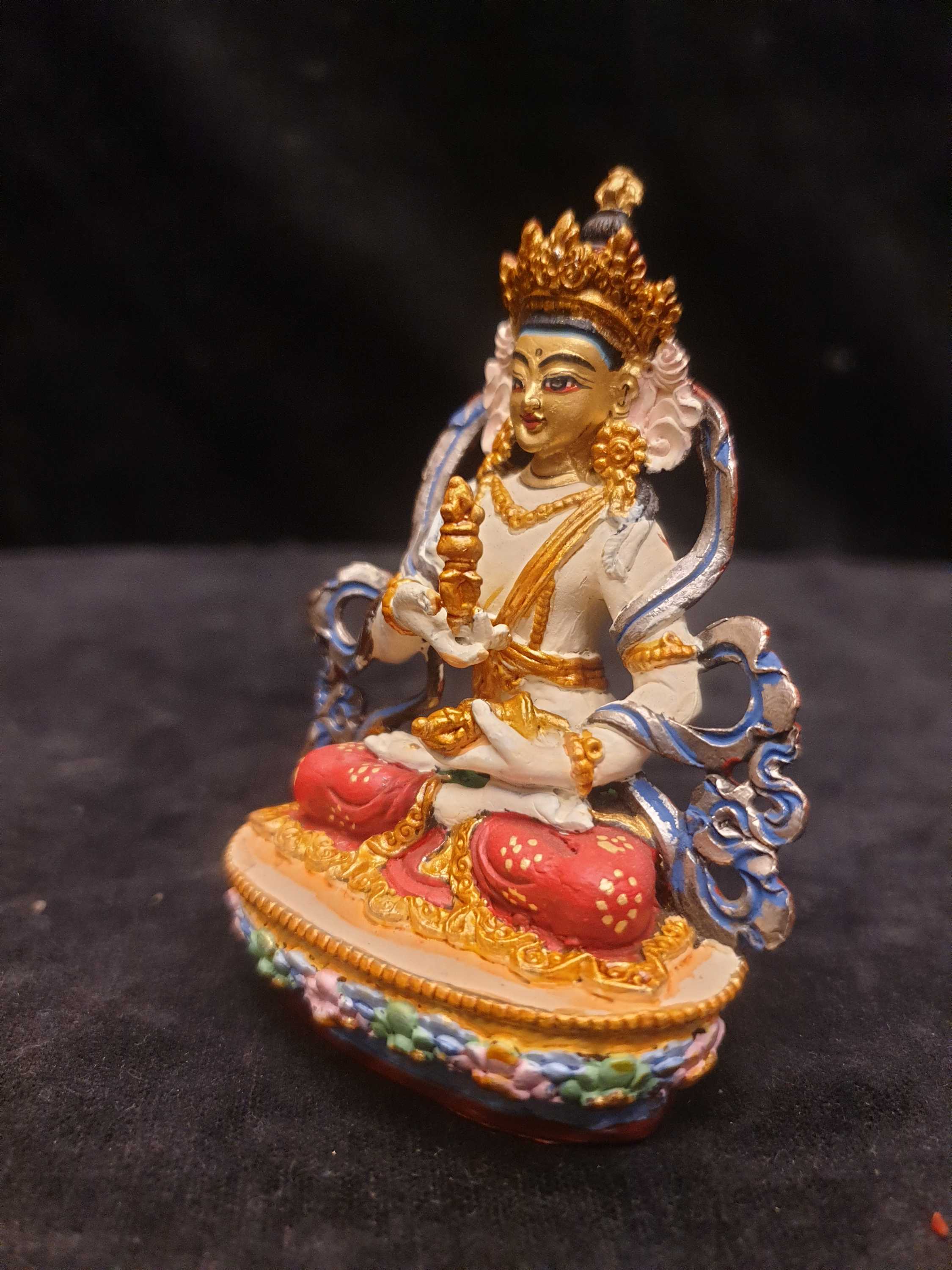Buddhist Miniature Statue Of Vajrasattva, traditional Color, Face Painted