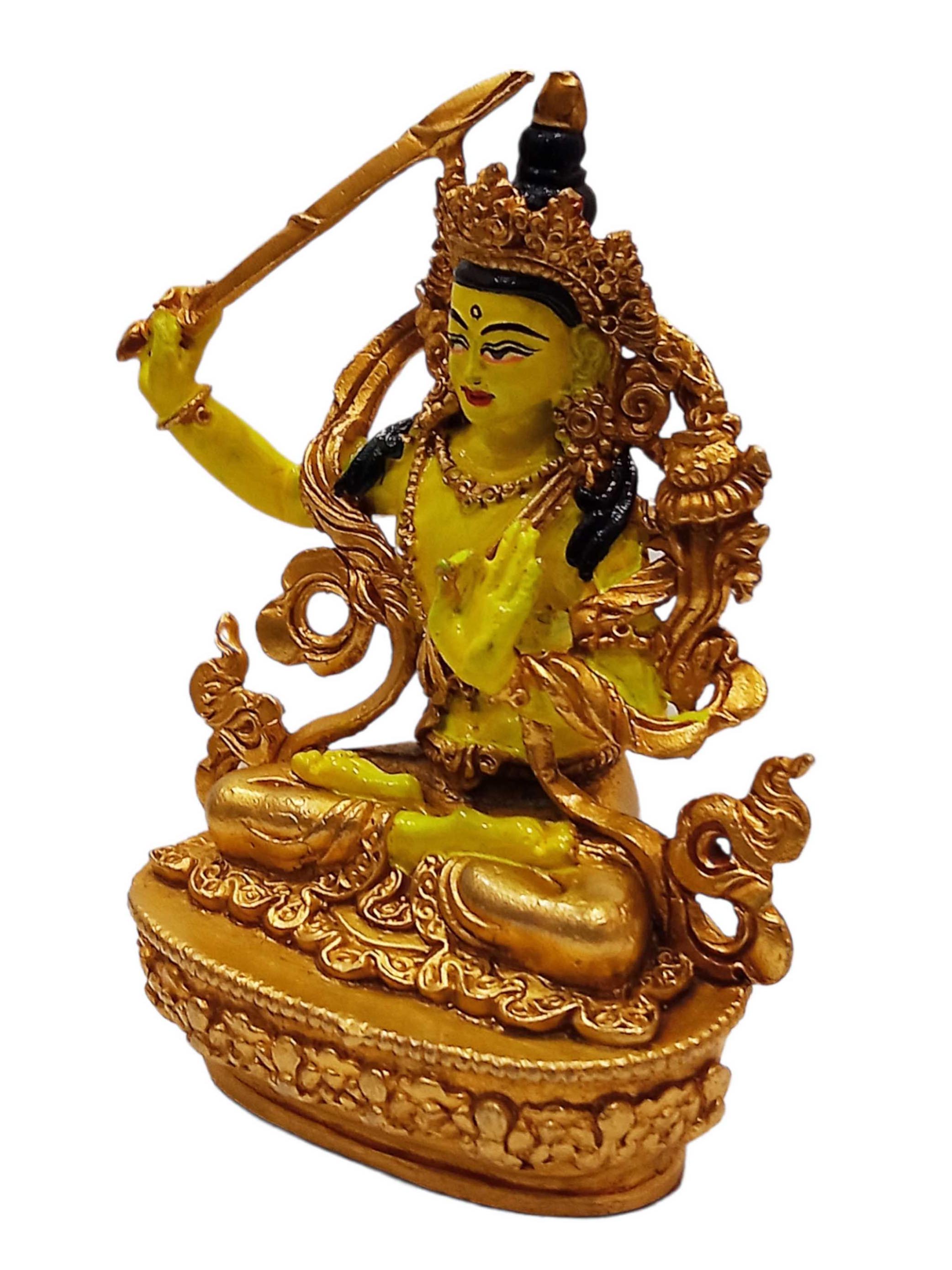 Buddhist Statue Miniature Statue Of, Manjushri, traditional Color