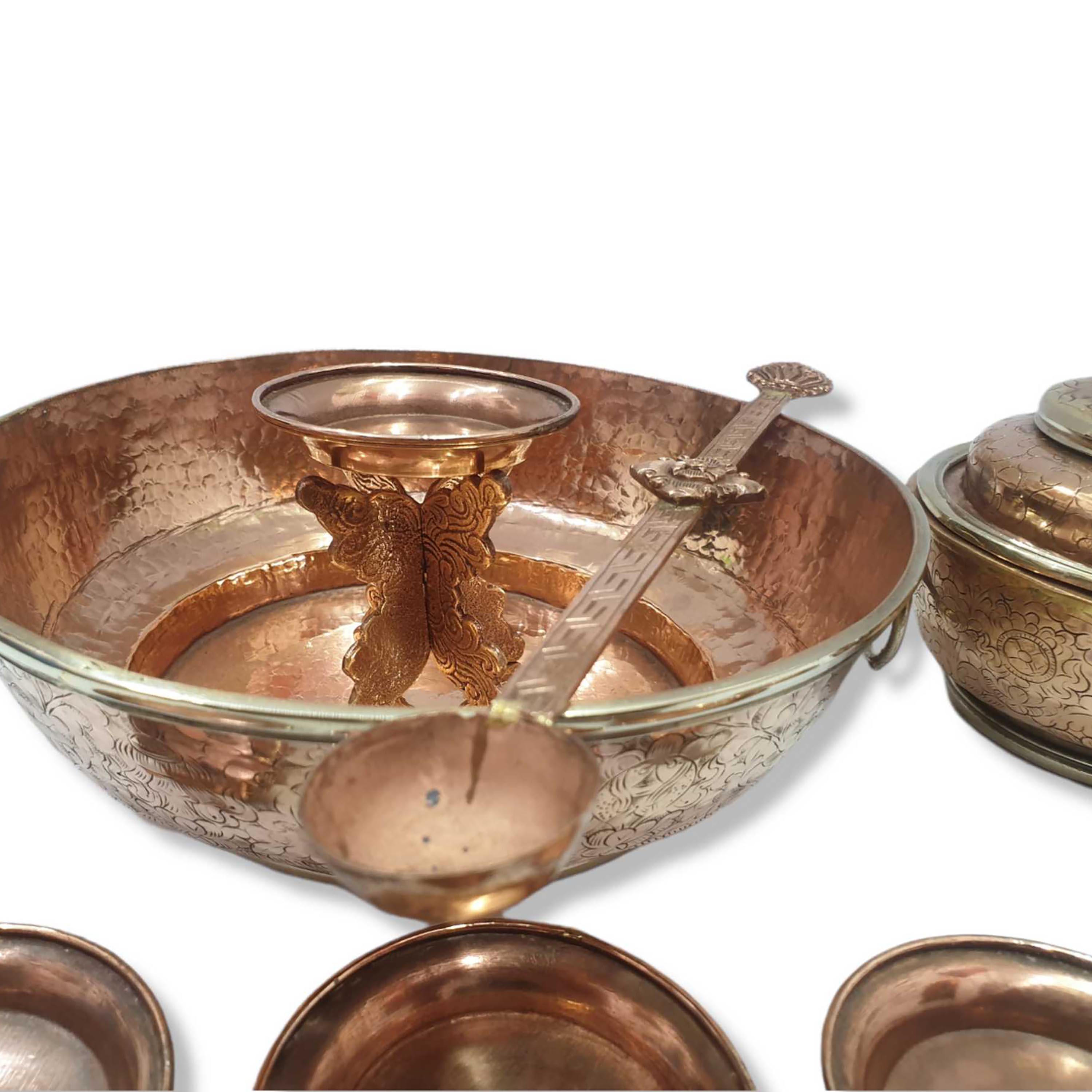 pure Copper, Tibetan Buddhist Offering chutor Torma, Dzambhala Water Offering Set