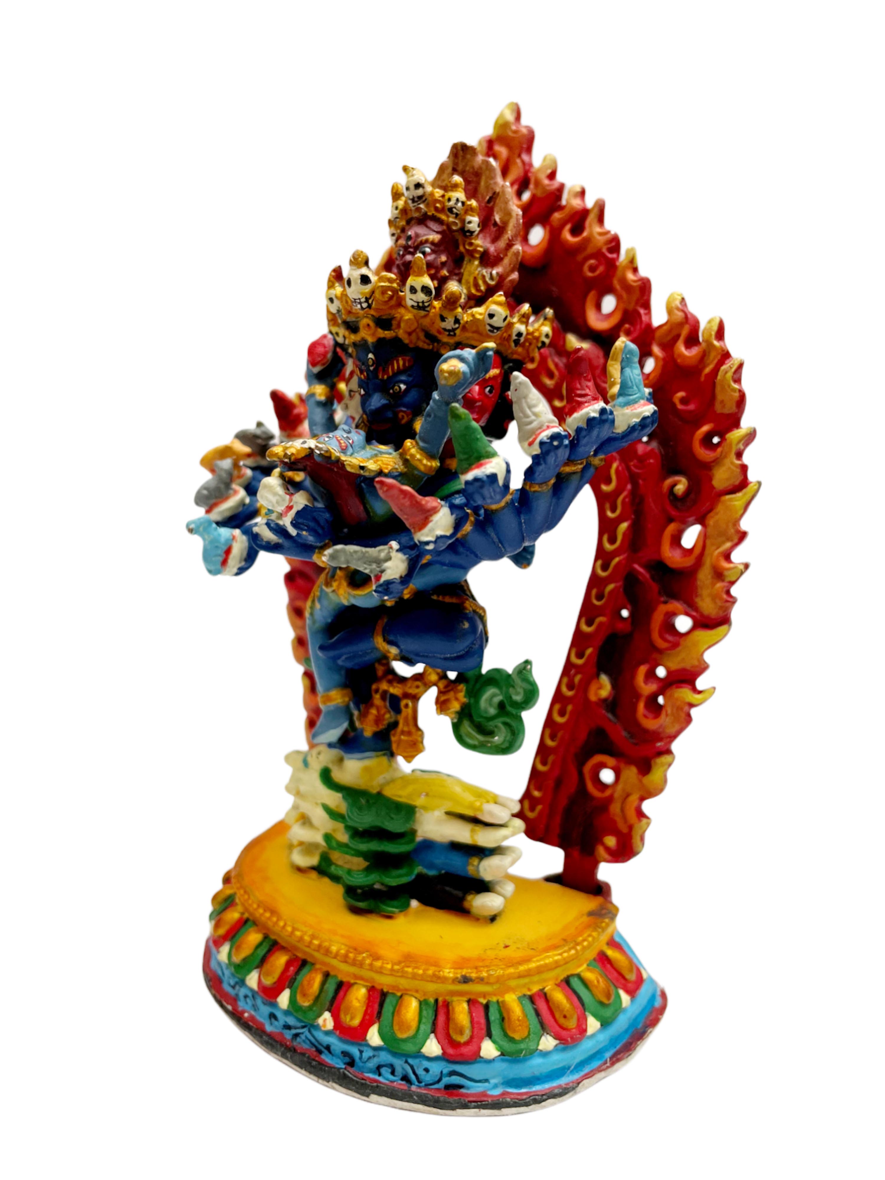 Buddhist Statue Miniature Statue Of, Hevajra, traditional Color