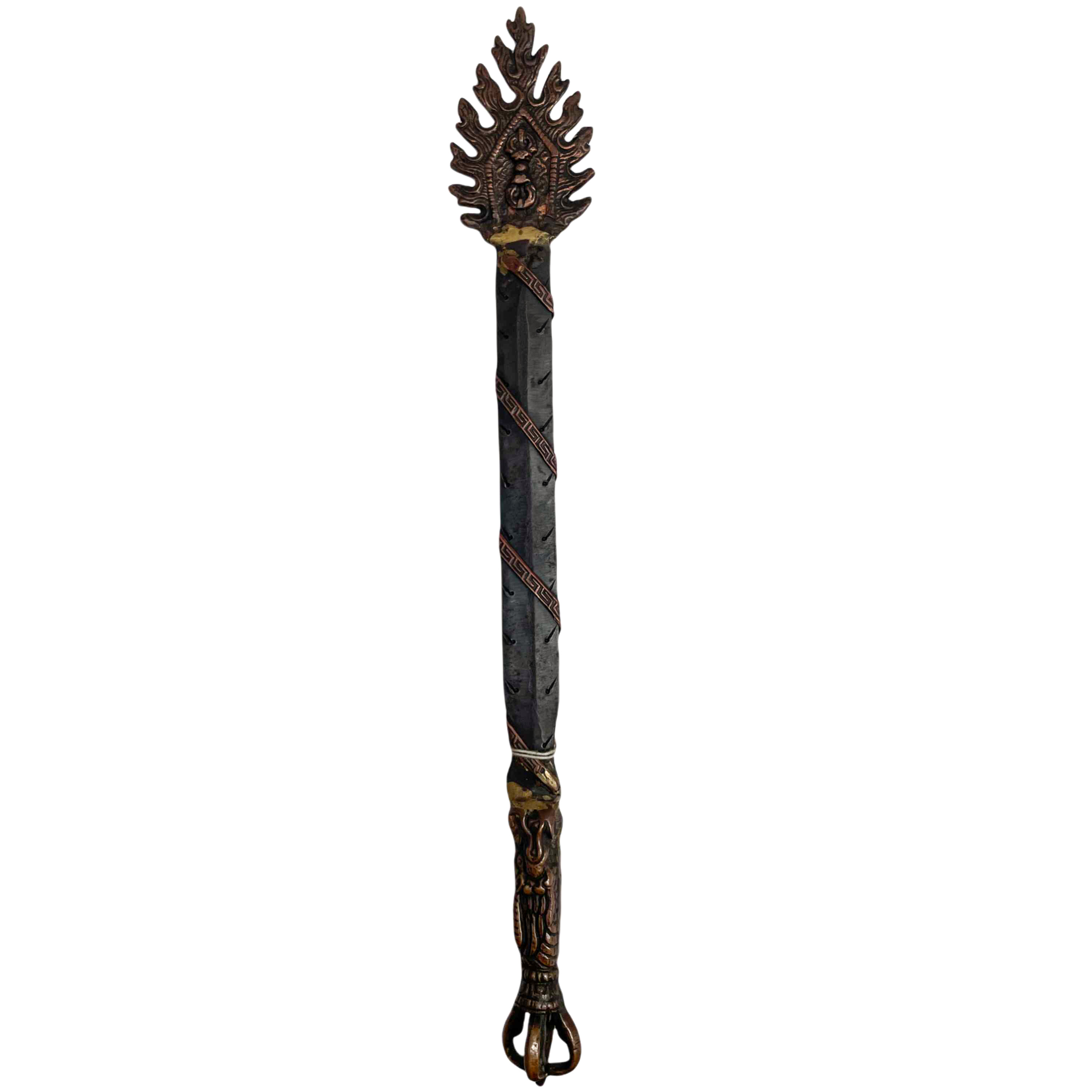 Buddhist Handmade Fire Sword Vajra At Handle, antique Finishing