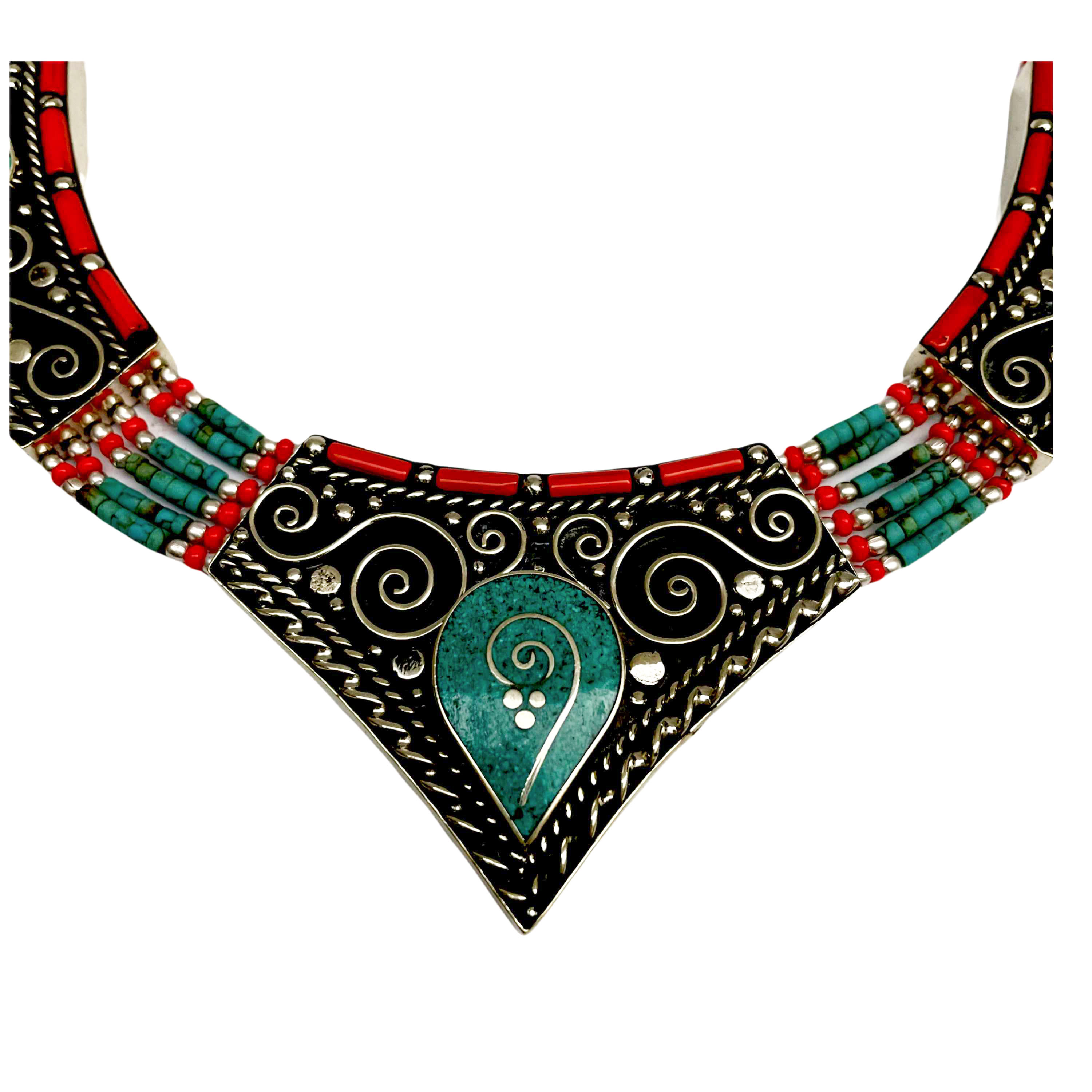 Handmade Nepali tribal Necklace, With stone Setting