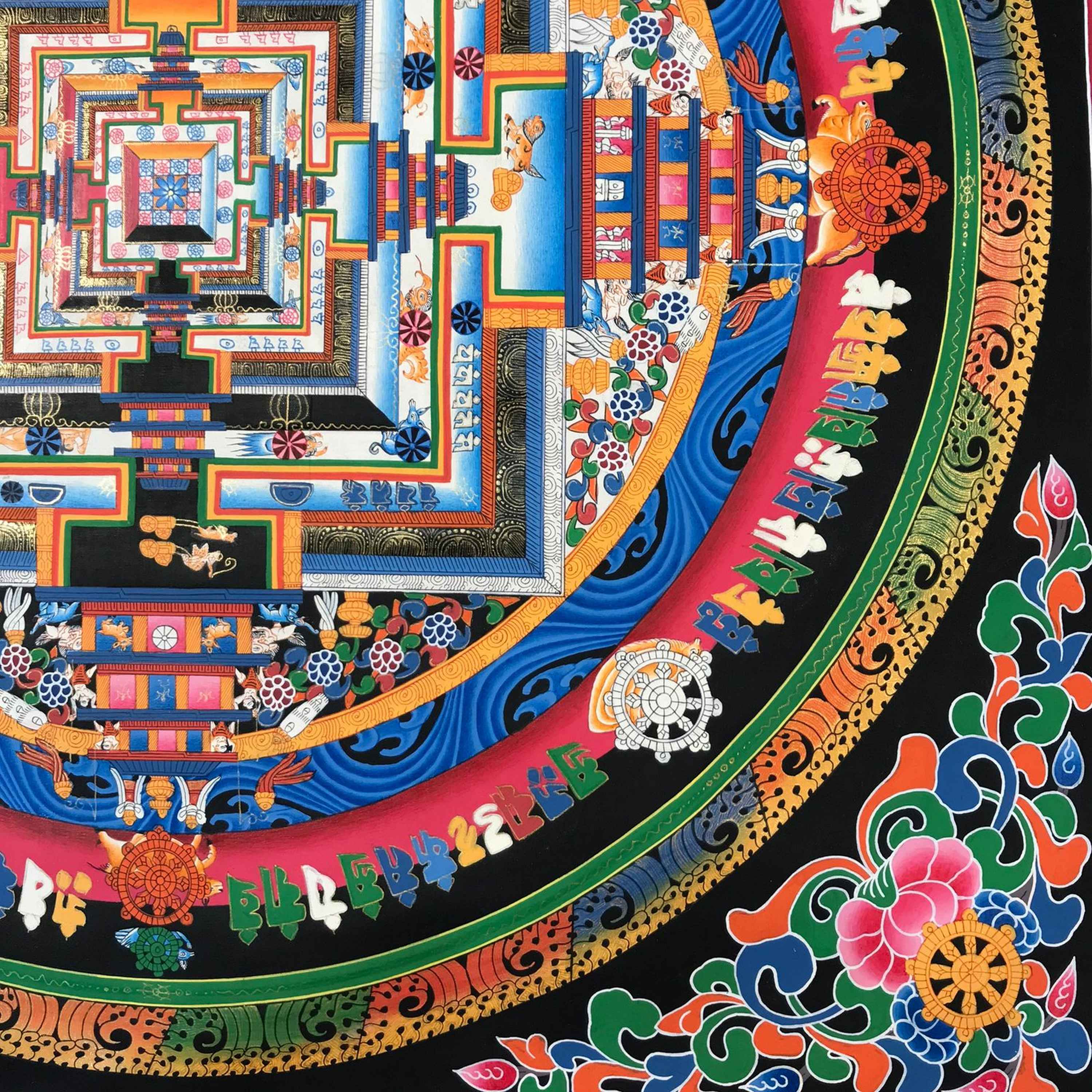 Buddhist Handmade Kalachakra Mandala, Sand Mandala, Wheel <span Style=