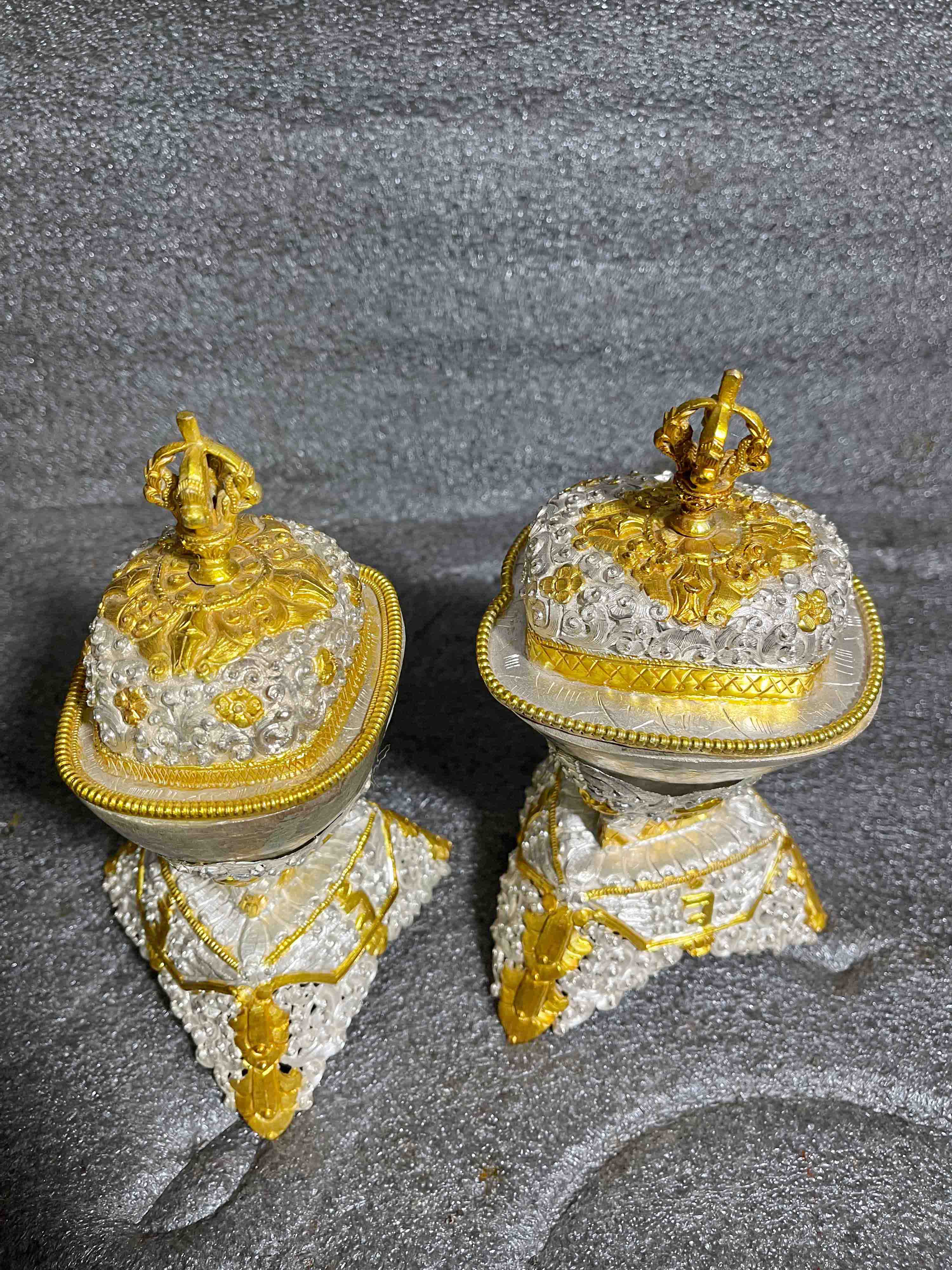 Buddhist Handmade Kapala Pair, <span Style=