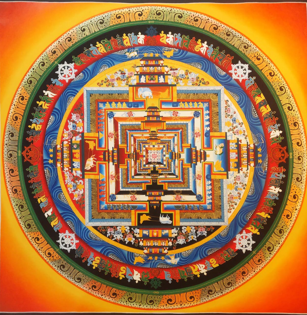 Buddhist Handmade Kalachakra Mandala, Sand Mandala, Wheel <span Style=