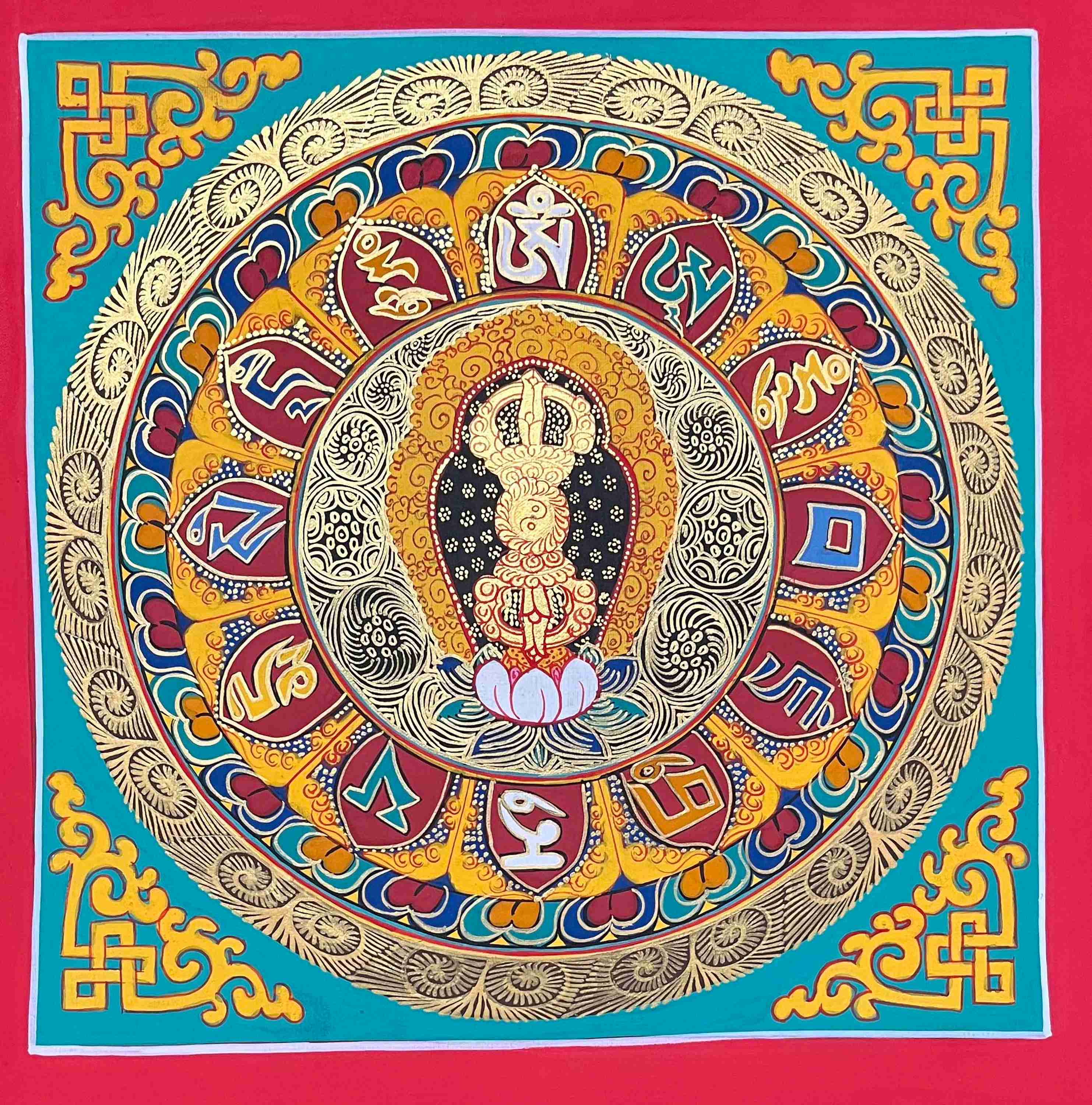 Mandala|[hq], Buddhist Handmade Thangka Painting Of [dorje Vajra] Mandala, [hand Painted], [student Mandala]