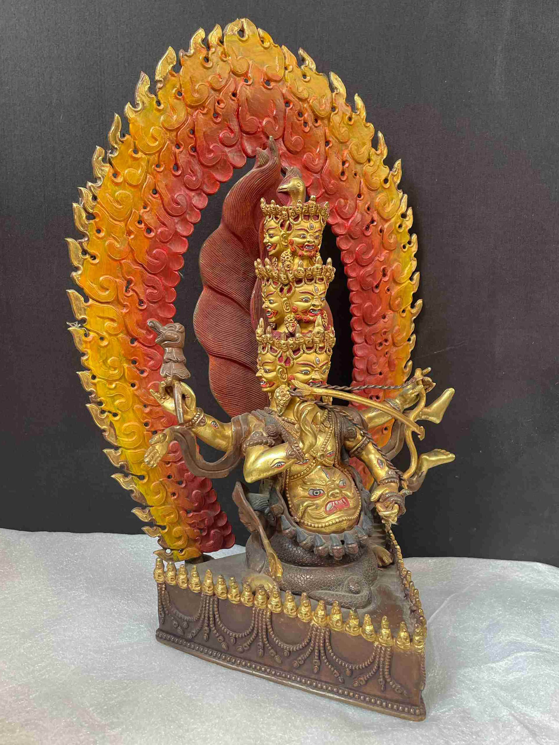 high Quality, Buddhist Statue Of Rahula, partly Gold Plated, Face Painted