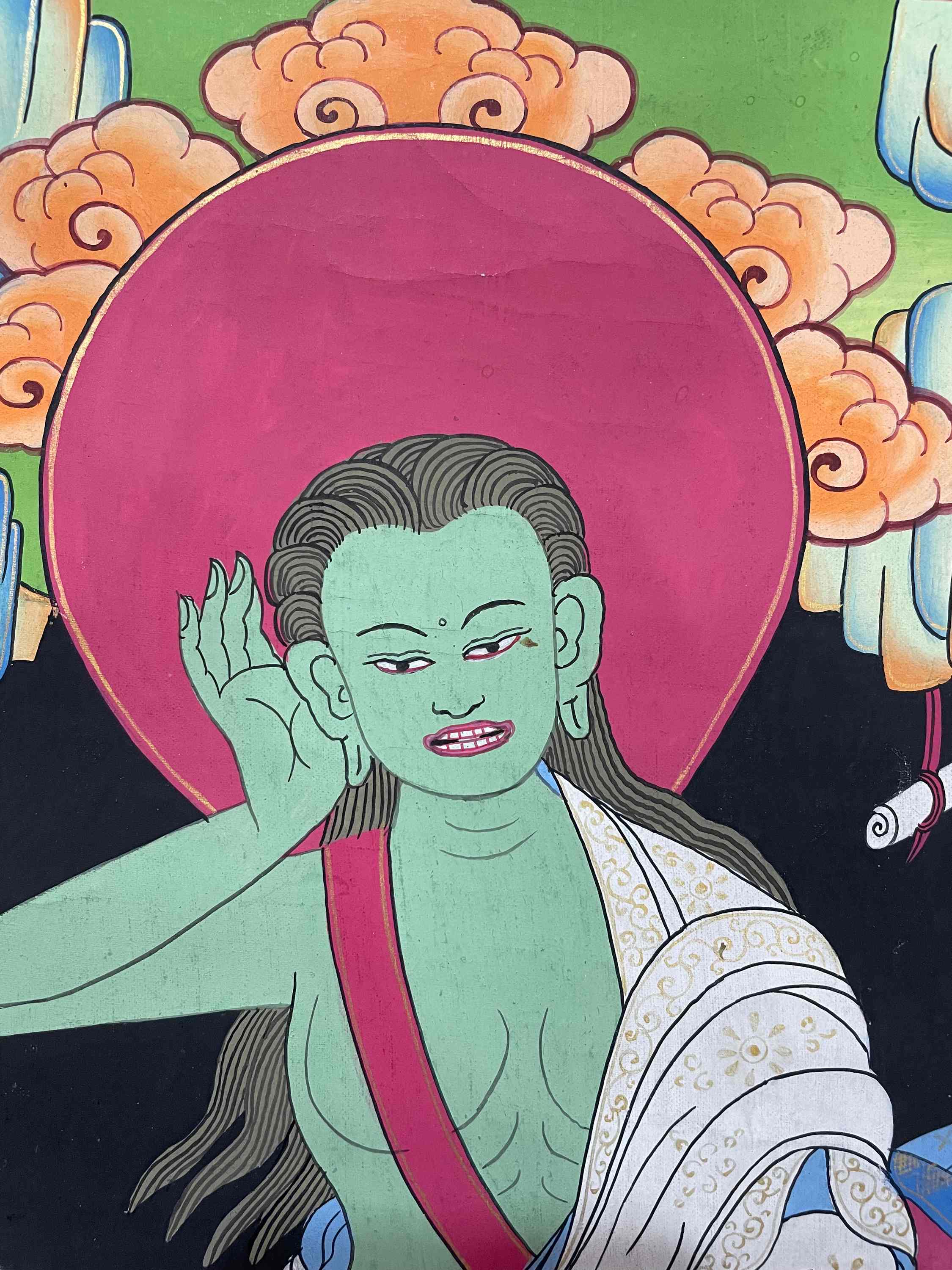 Buddhist Handmade Thangka Painting Of Milarepa, hand Painted