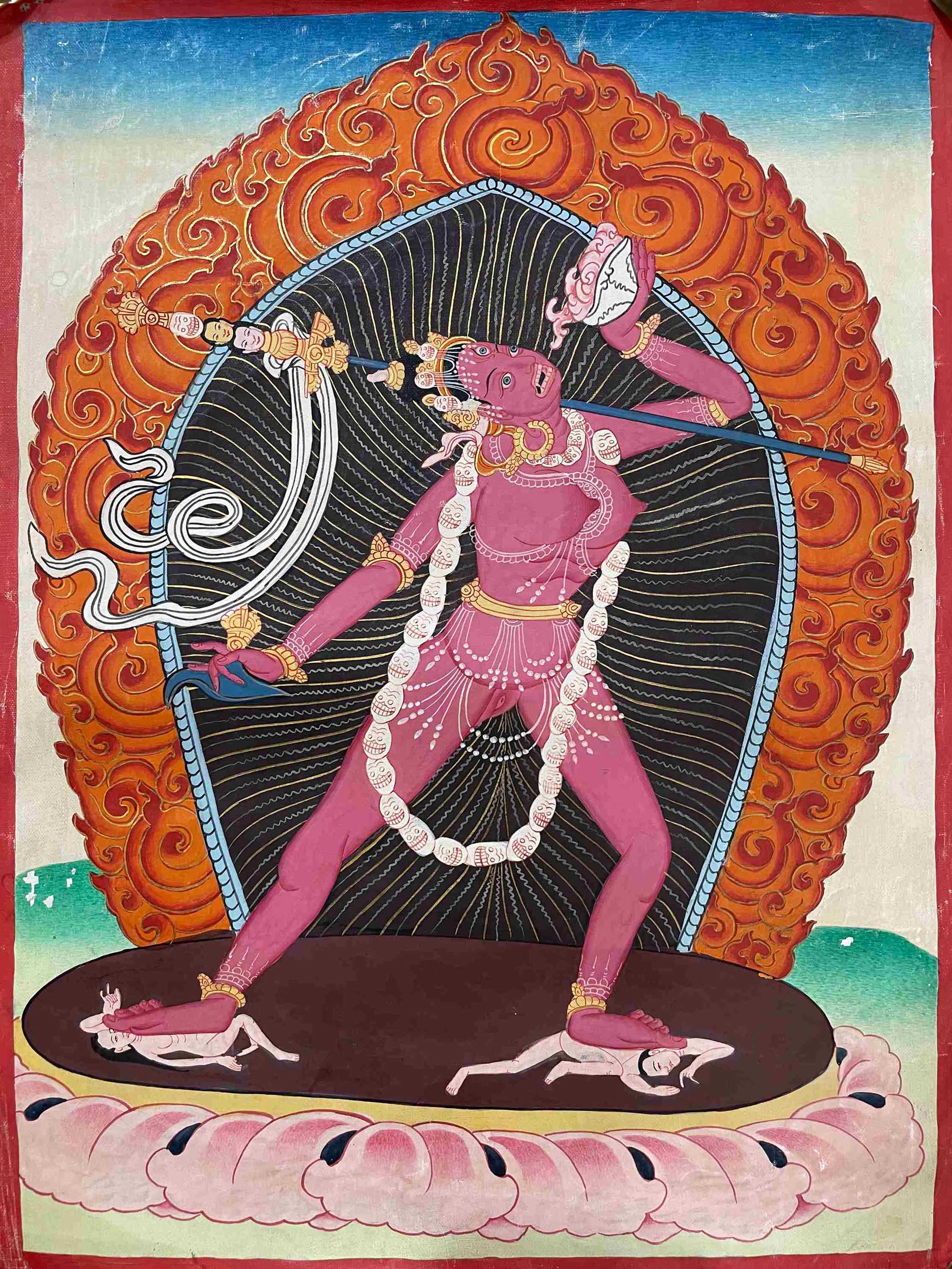 old, Buddhist Hand Painting Thangka Of Vajrayogini, hand Painted