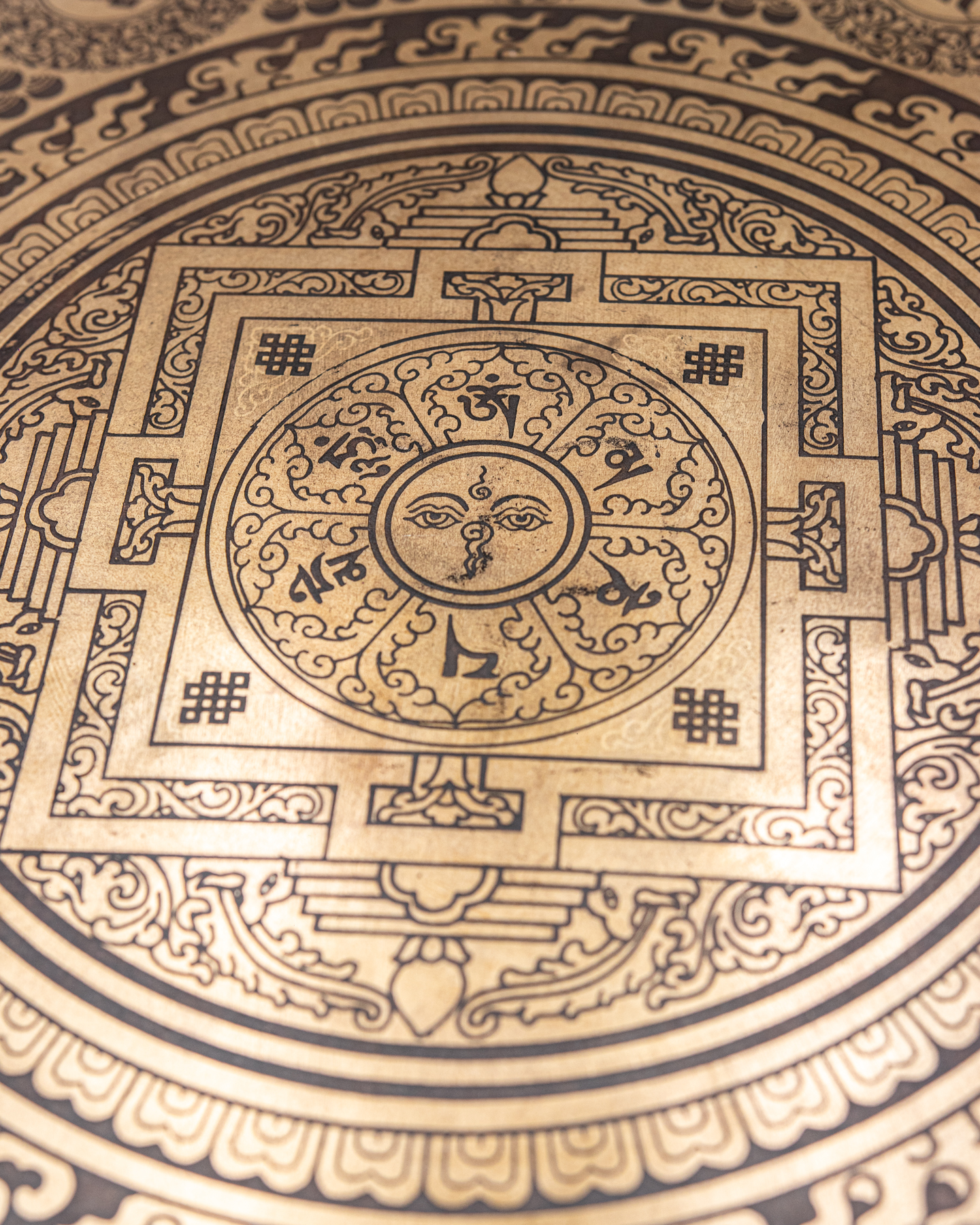 Tibetan handmade Gongs With mandala Design, Wind Gong, Flat Gong