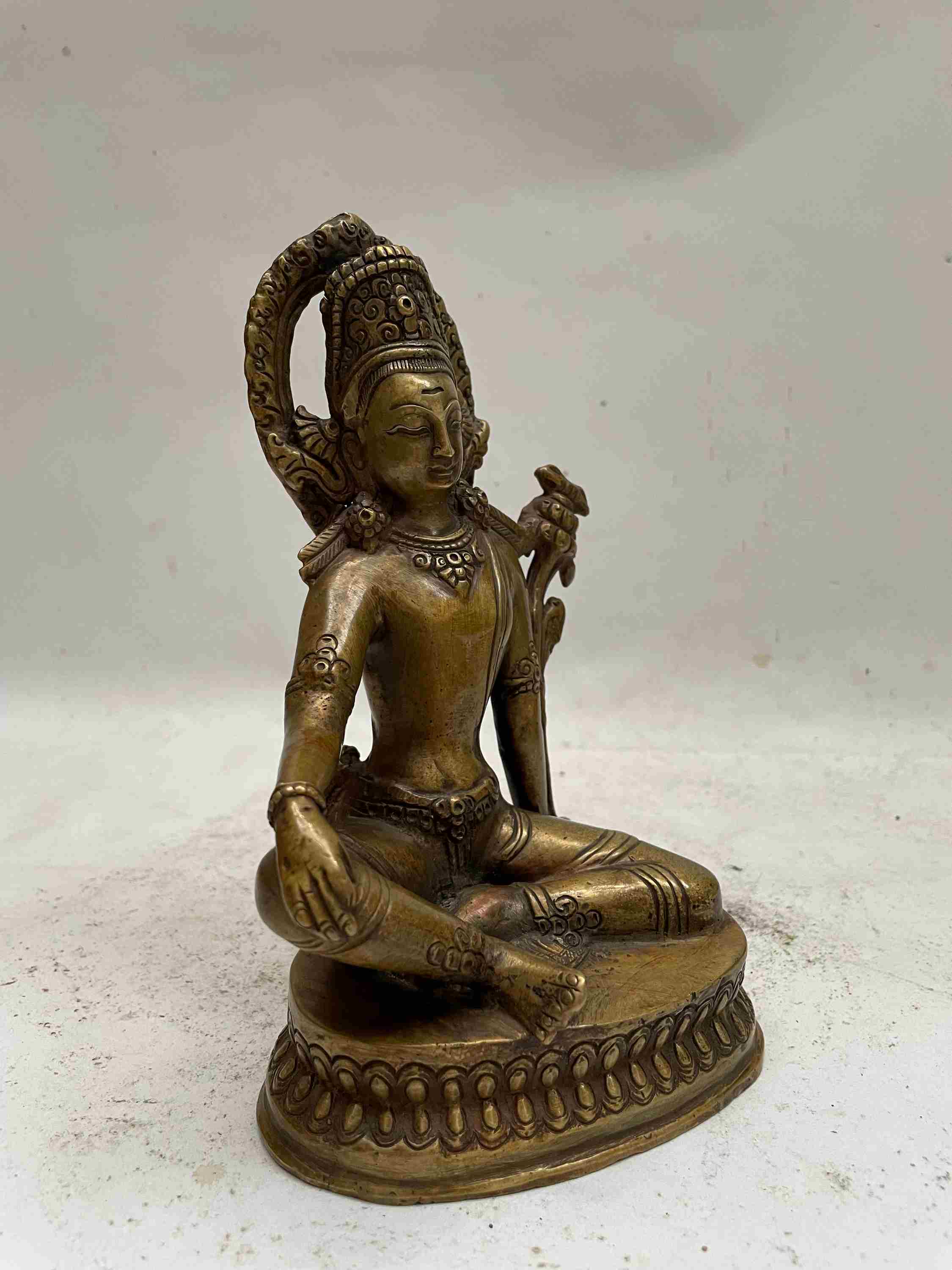 Buddhist Handmade Statue Of Indra, full Gold Plated
