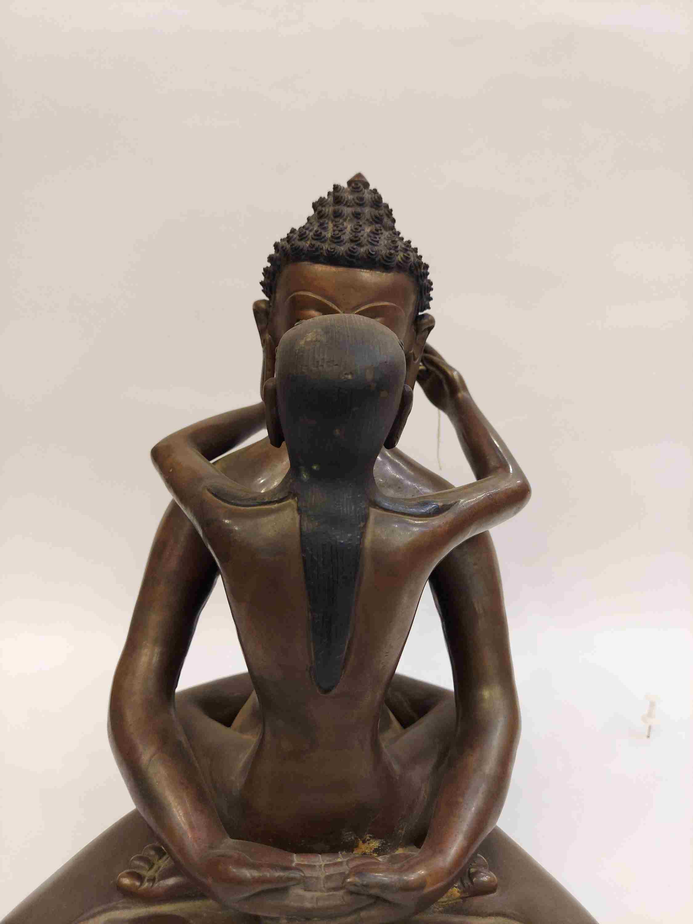 Buddhist Handmade Statue Of Samantabhadra, chocolate Oxidized